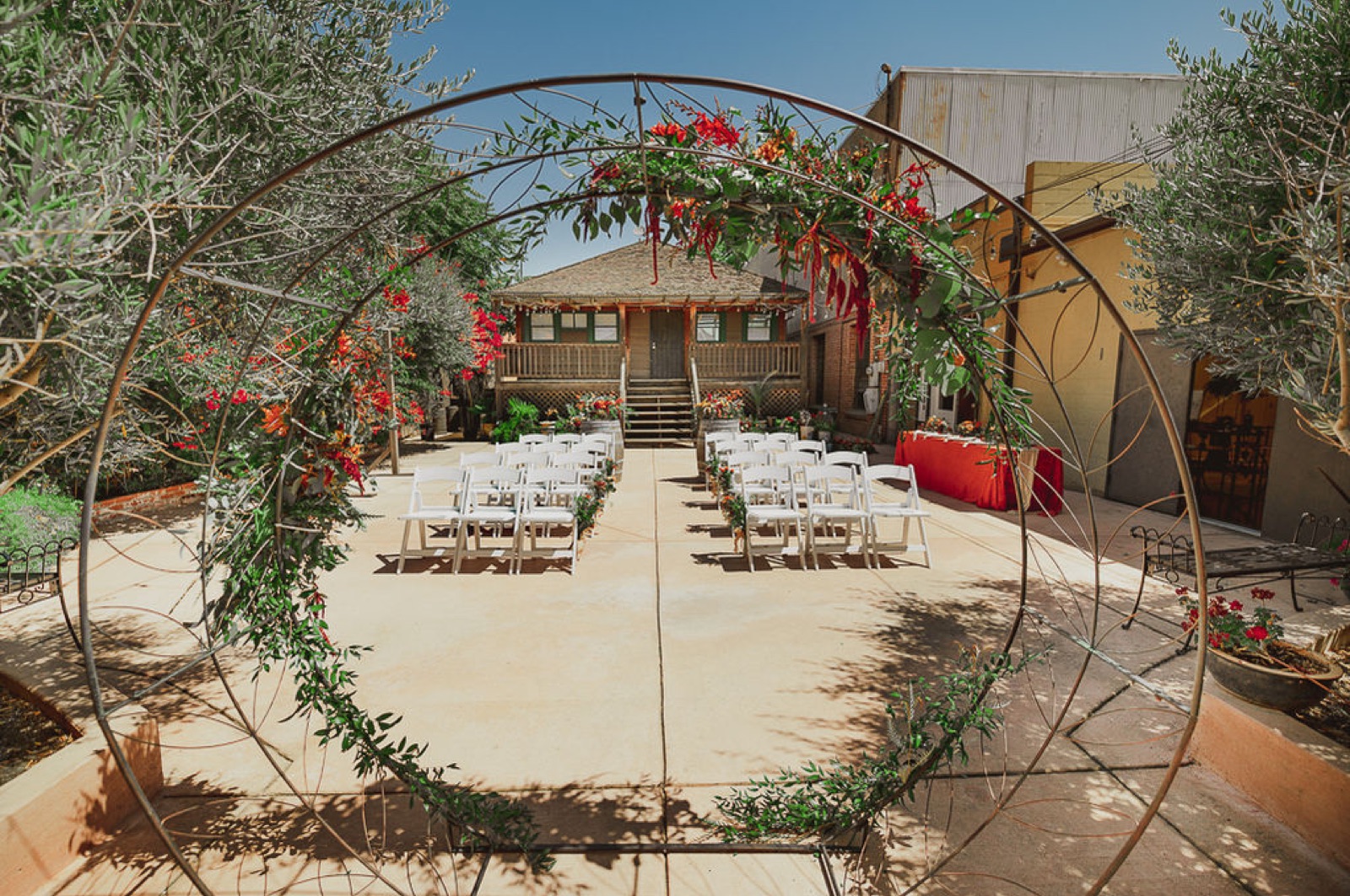 Reception setup at Antiquité Midtown wedding venue in Sacramento, California