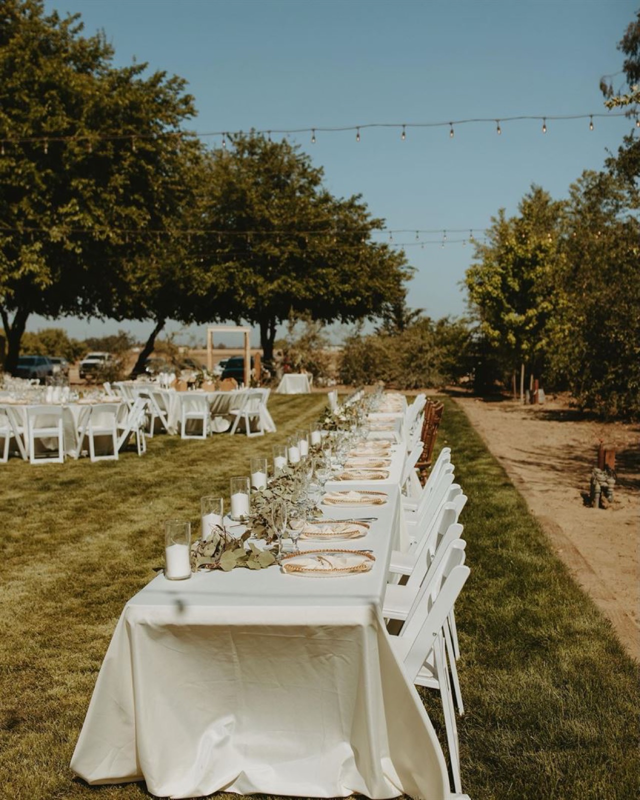 Ceremony setting at August Meadows wedding venue in Hilmar, California