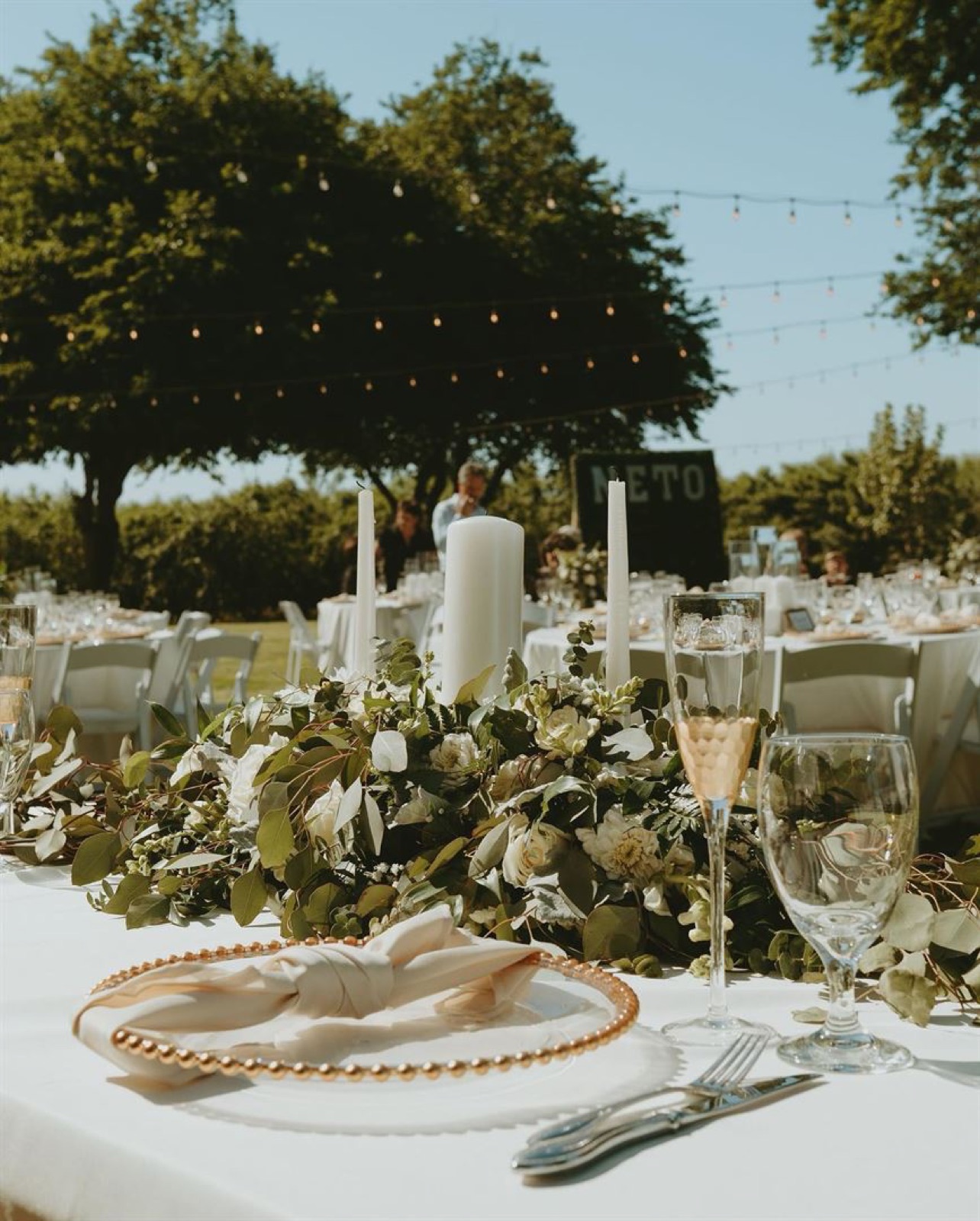 Reception area at August Meadows estate wedding venue in Hilmar, California