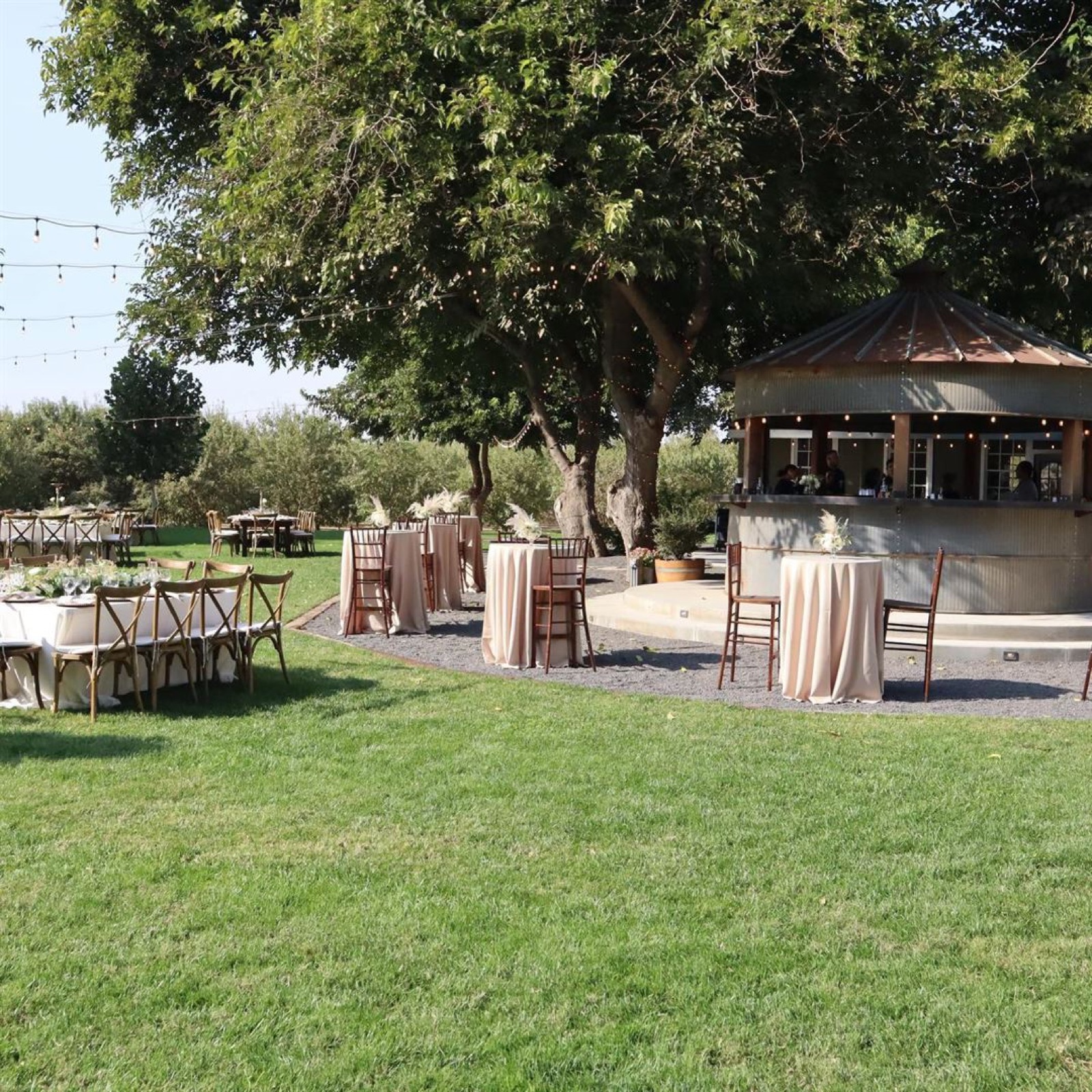 Estate exterior and orchard grounds at August Meadows in Hilmar, California