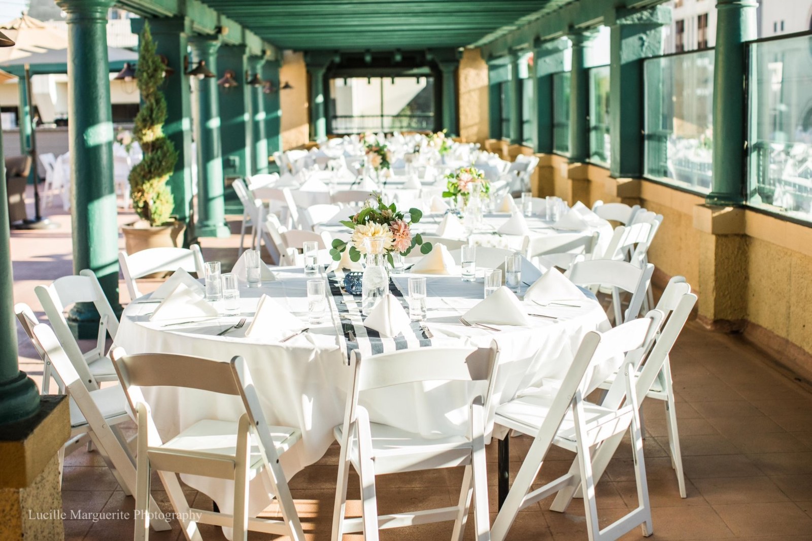 Event space set for a celebration at BellaVista Rooftop & Events in Stockton, California