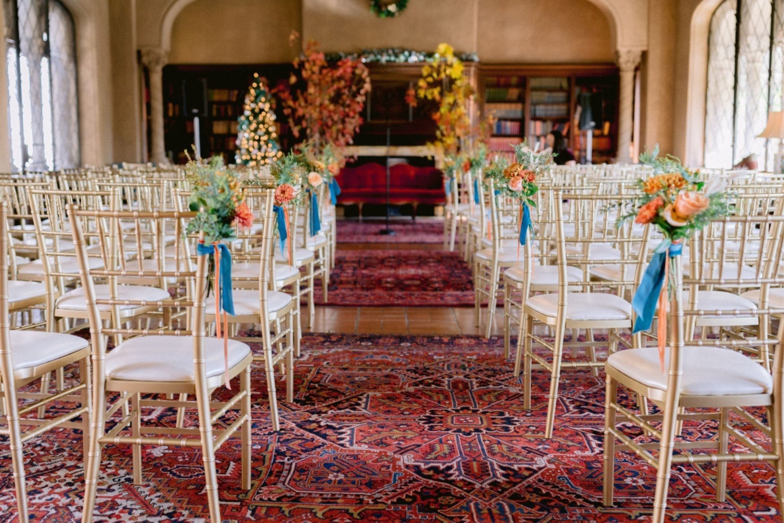 Member's Lounge with fireplace and grand piano at Berkeley City Club in Berkeley, California