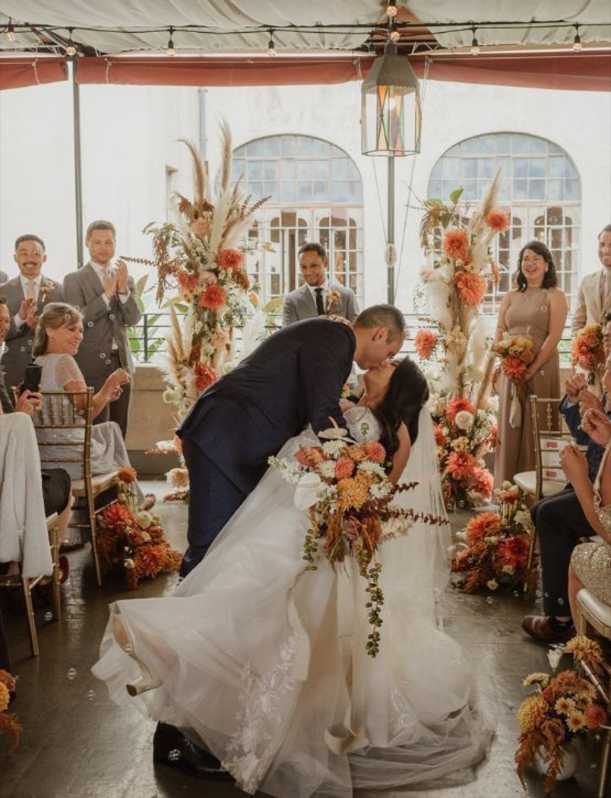 Wedding celebration in the historic Julia Morgan interior of Berkeley City Club in Berkeley, California