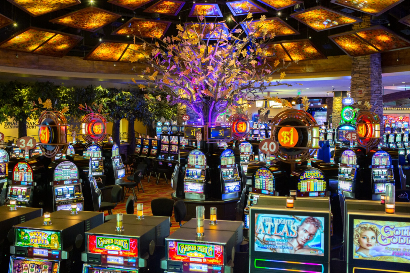 Interior gaming and entertainment floor at Black Oak Casino Resort in Tuolumne, California