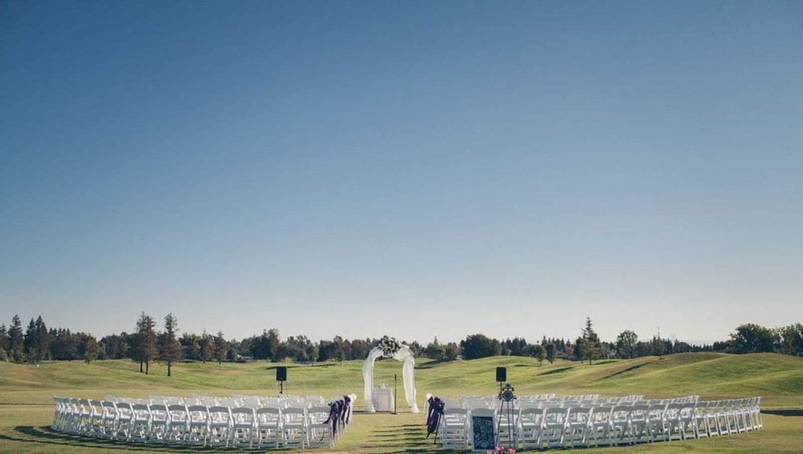 Outdoor event lawn with golf course views at Brookside Golf & Country Club, Stockton, California