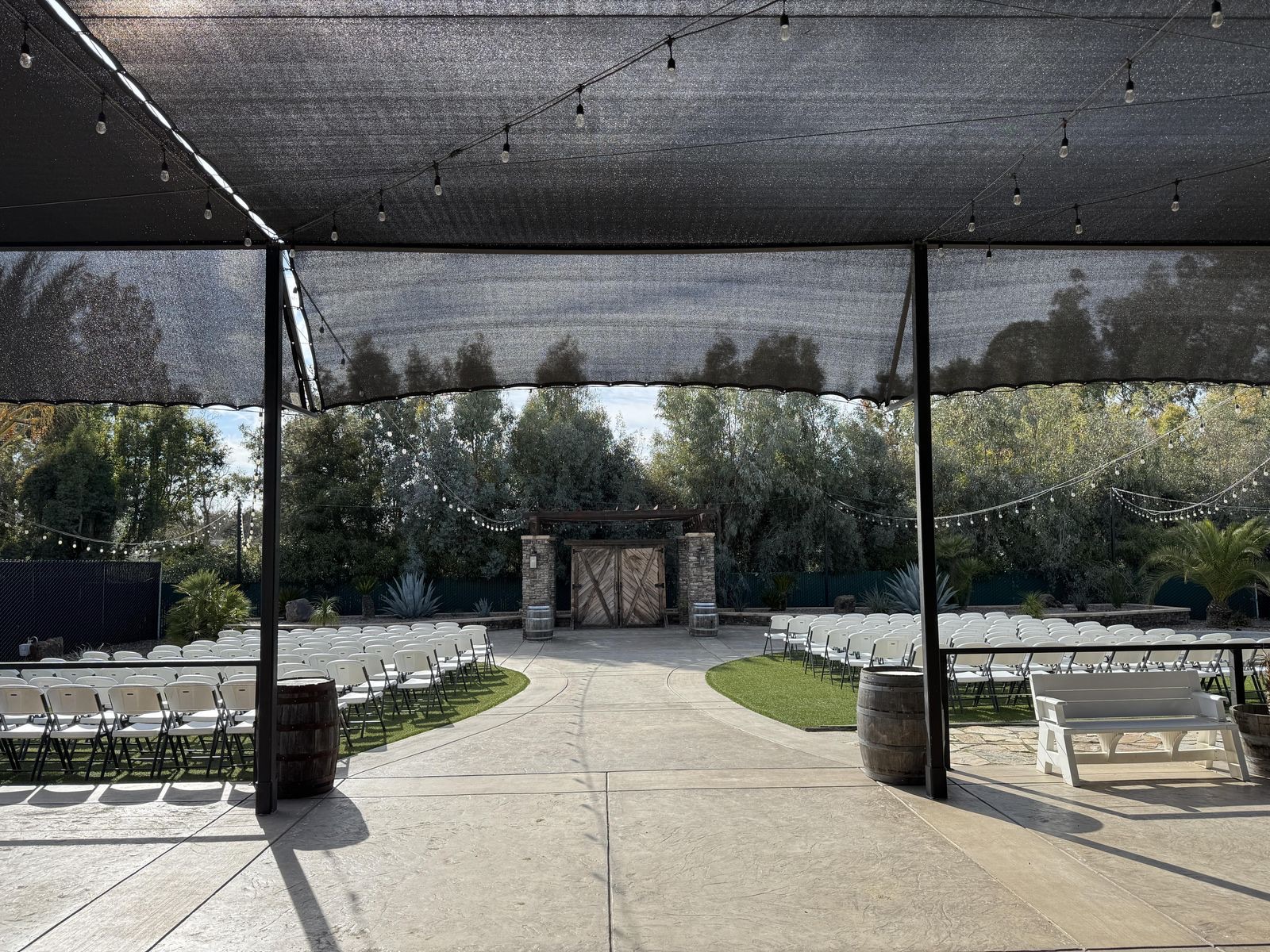 Event space set for a celebration at Buena Vista Event Center, Madera, California