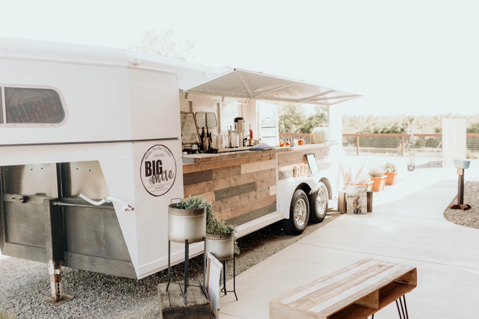 Big Mae vintage horse-trailer bar from Burner Custom Designs and Events in Hilmar, California