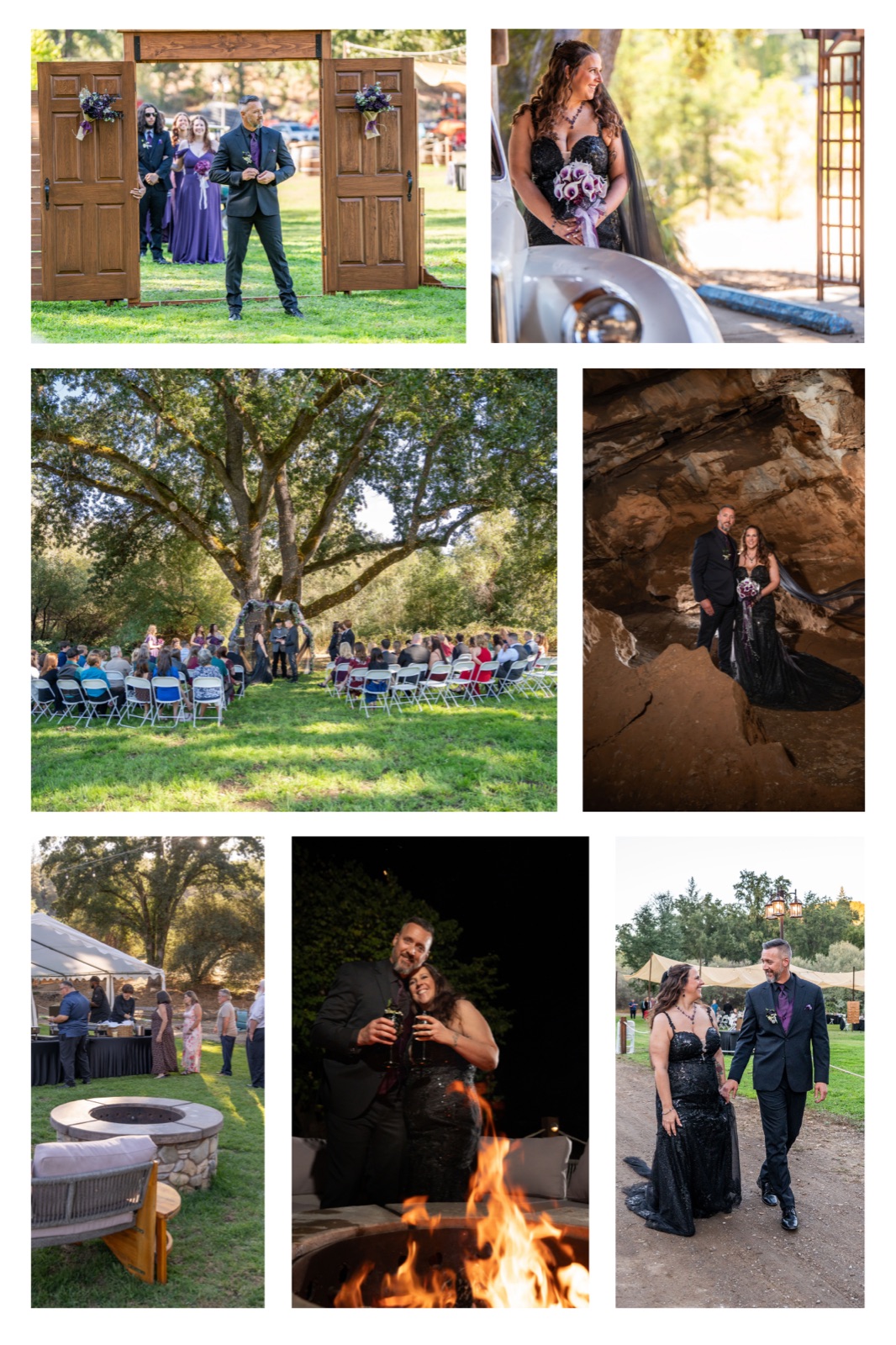 Outdoor reception setting at California Cavern at Historic Landmark #956 in Mountain Ranch, California