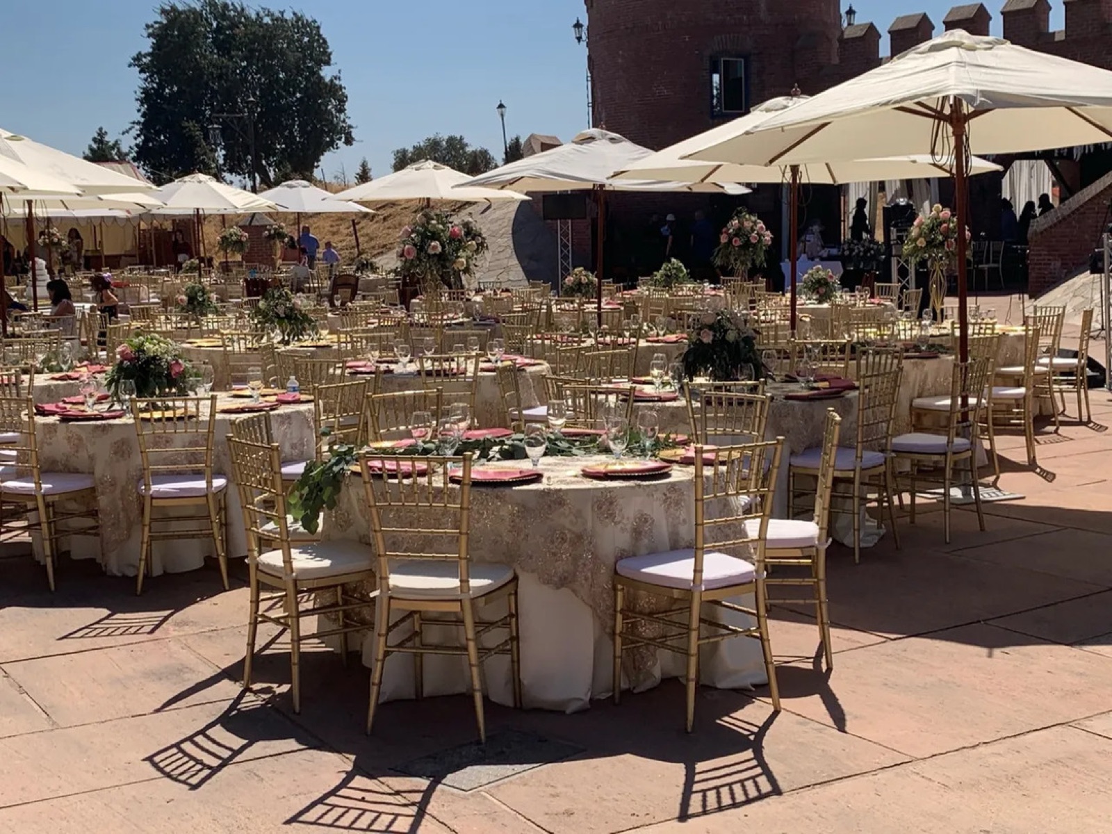 Castle tower and architecture at Castle Noz wedding venue in Snelling, California