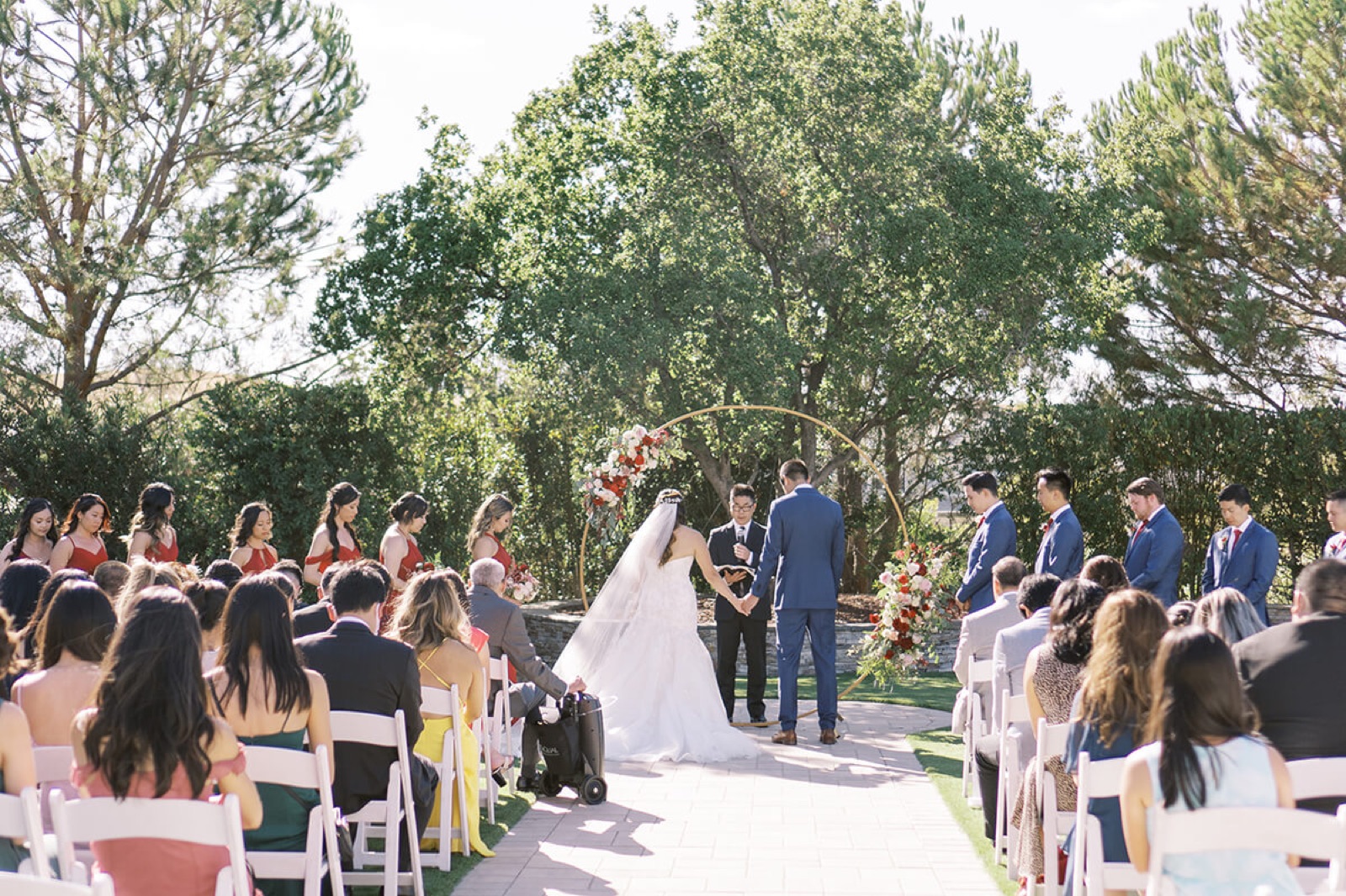 Wedding ceremony with Mount Diablo views at Club Los Meganos in Brentwood, California