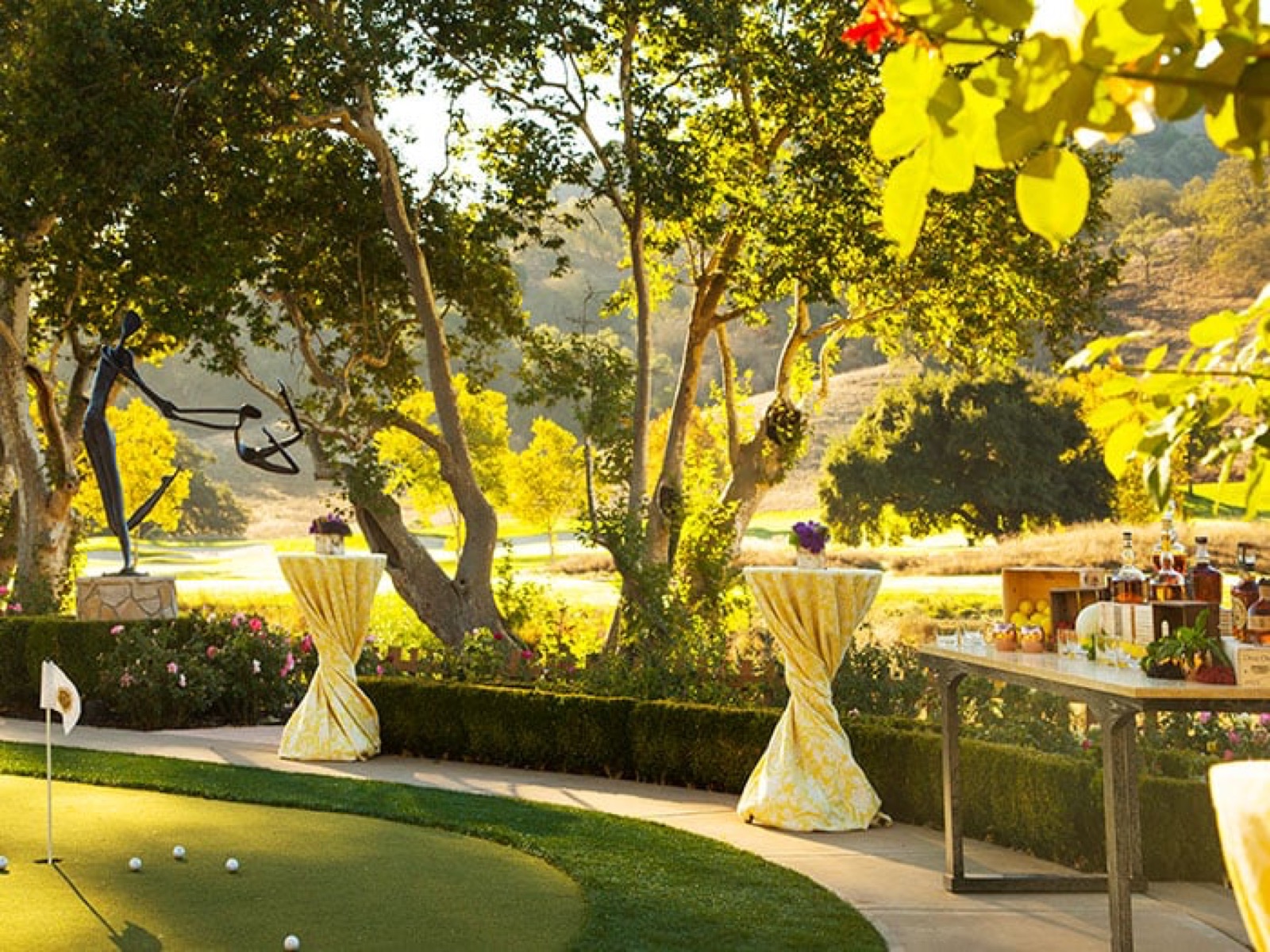 Oak Terrace lawn with golf course views at CordeValle in San Martin, California