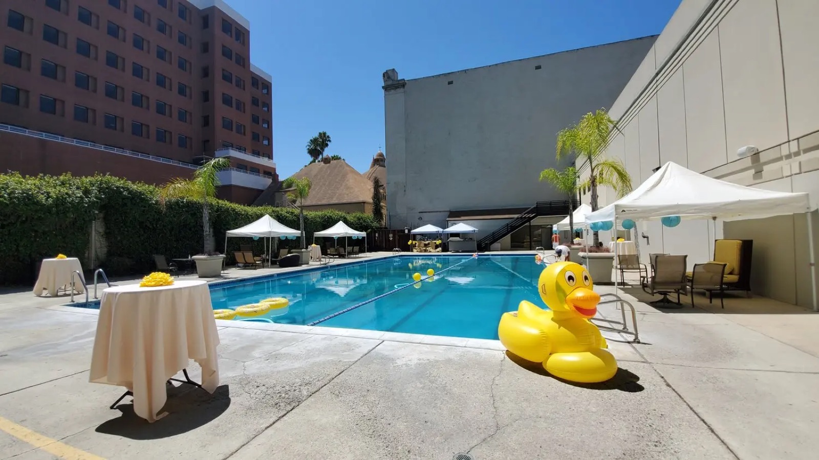 The Oasis pool area at Corinthian Grand Ballroom wedding venue in San Jose, California