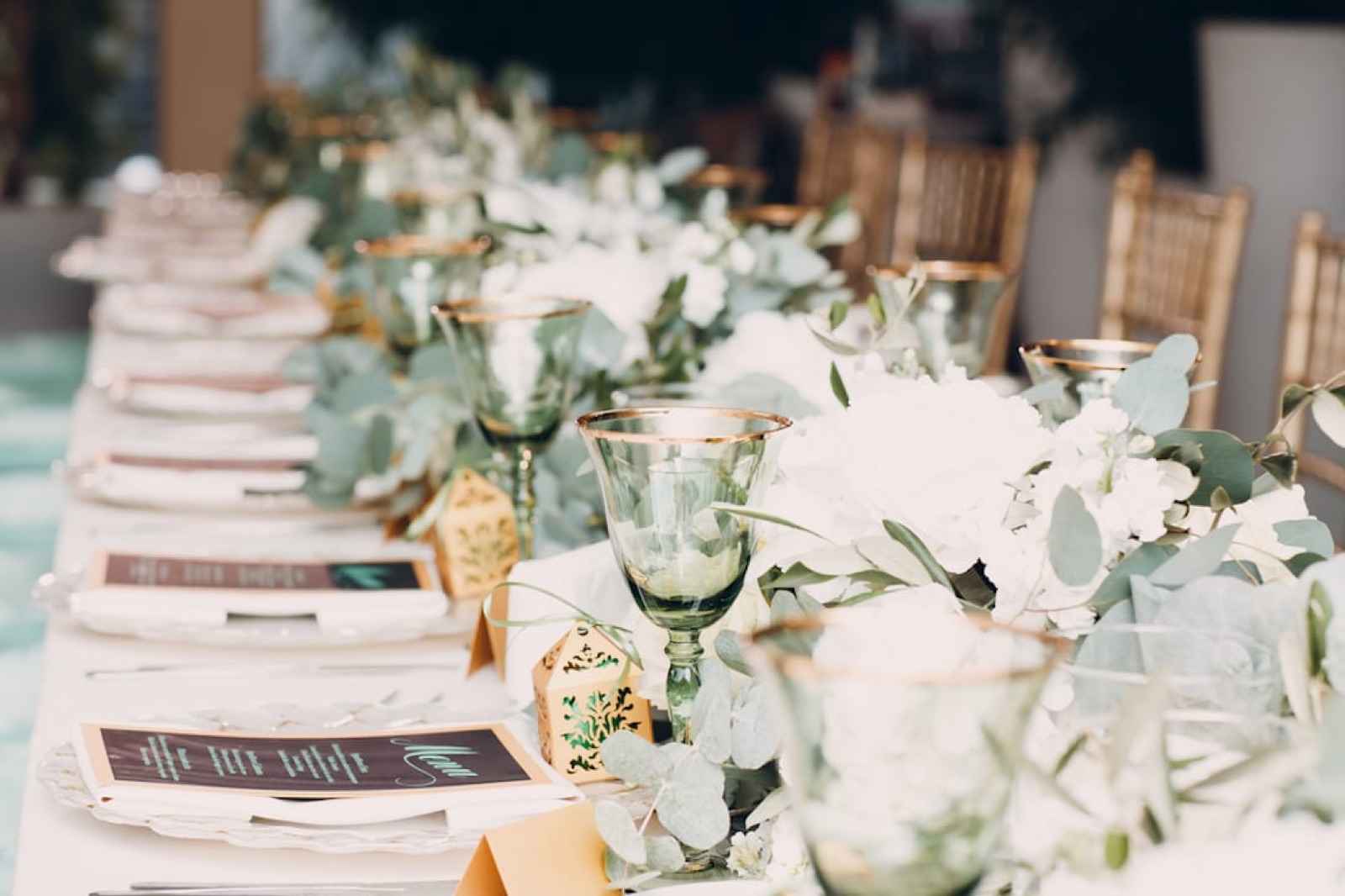 Reception setup inside Crest Event Center in downtown Los Banos, California