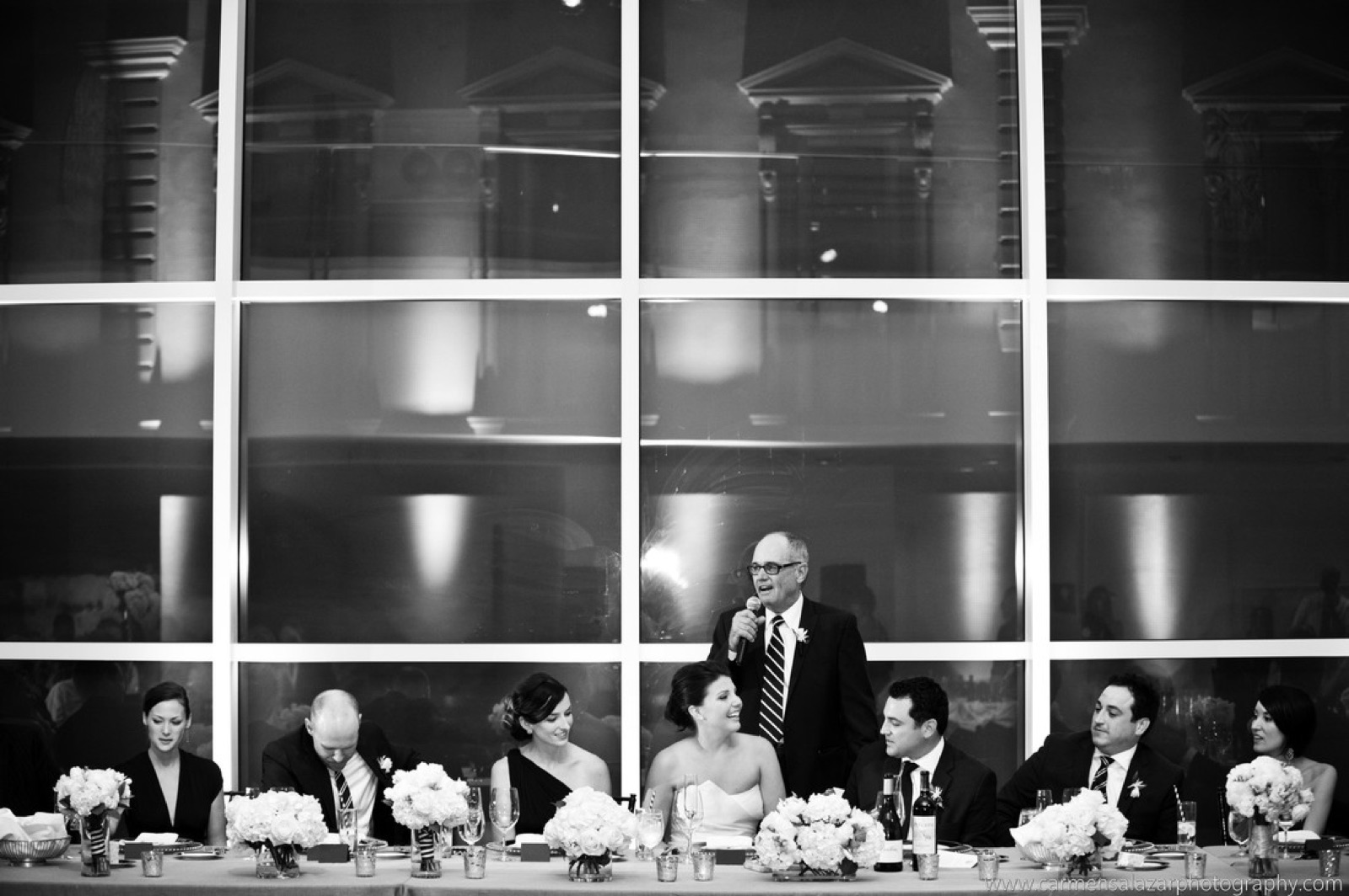 Wedding reception in the modern Friedman Court at Crocker Art Museum in Sacramento, California