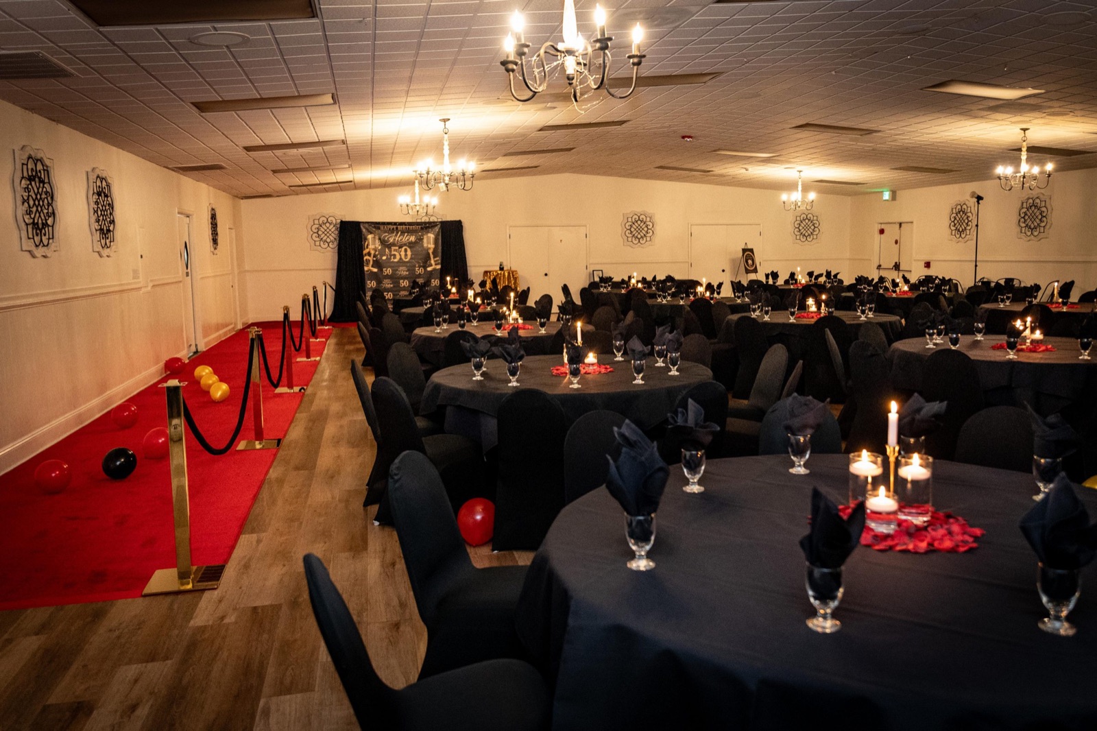 Wedding reception in the Venetian Room ballroom at Dante Event Center in Sacramento, California