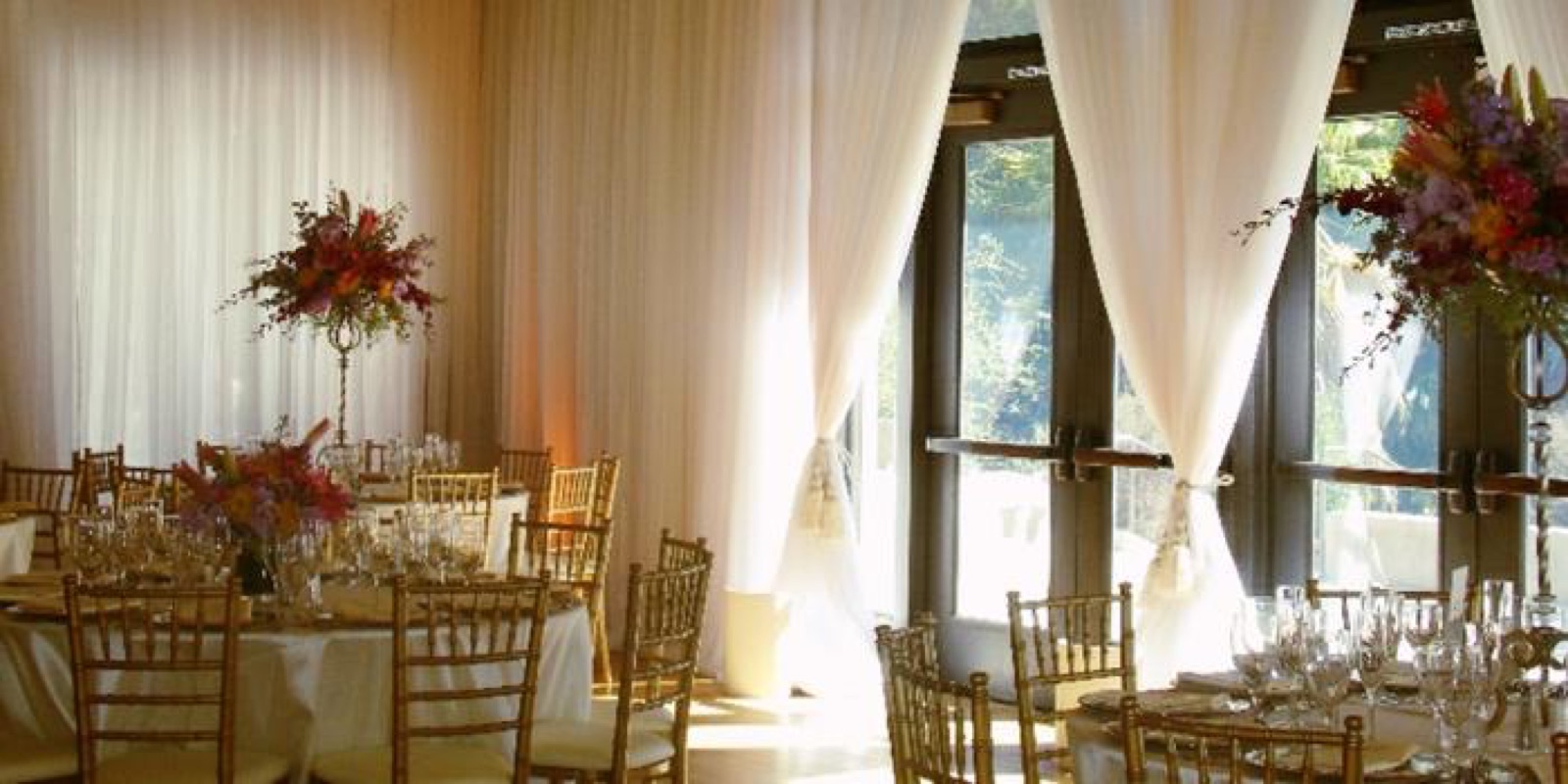 Wedding set up in the Garden Pavilion at Dunsmuir Hellman Historic Estate, Oakland, California