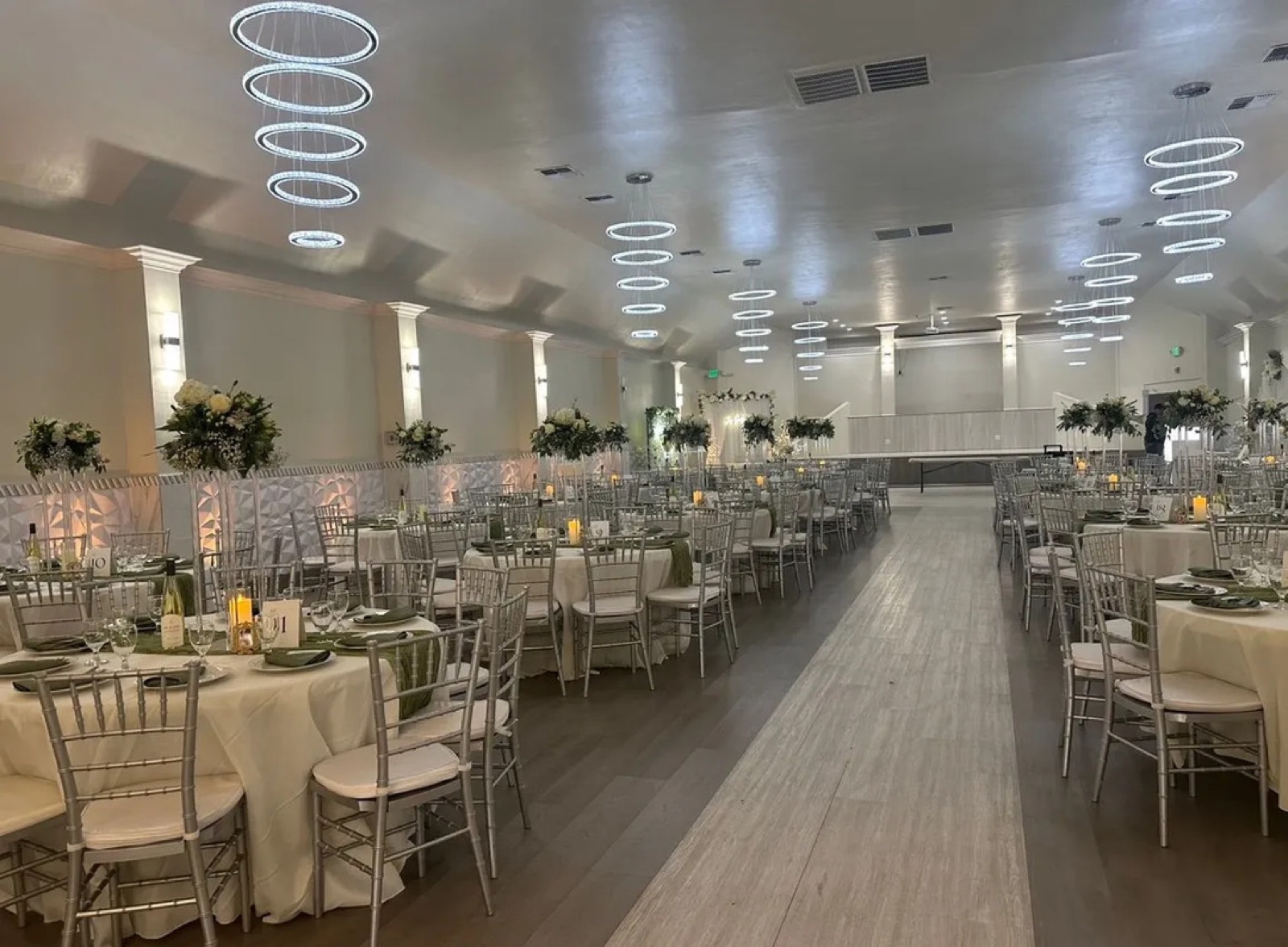 Decorated event space at Elegance Event Center in Lodi, California