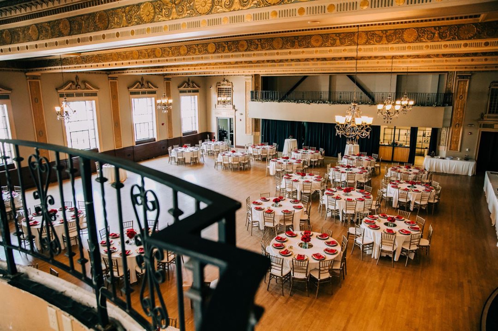 Mezzanine and ballroom view at Elks Tower Events wedding venue in Sacramento, California