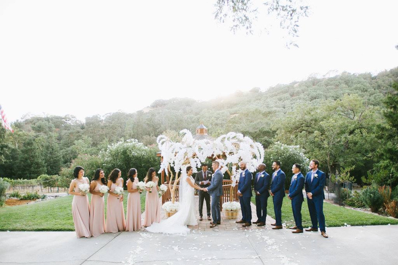 Outdoor vineyard ceremony at Elliston Vineyards wedding venue in Sunol, California