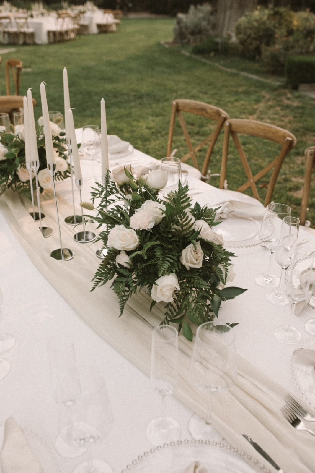 Open lawn reception area at Evanshire Gardens wedding venue in Ceres, California