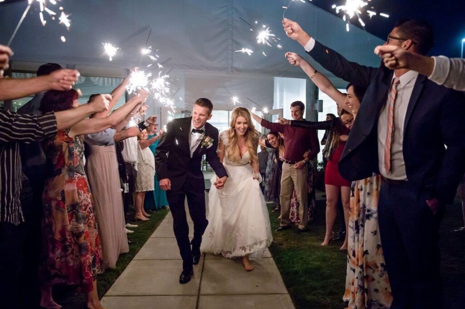 Wedding sparkler send-off at Fairview Metropolitan in Oakland, California