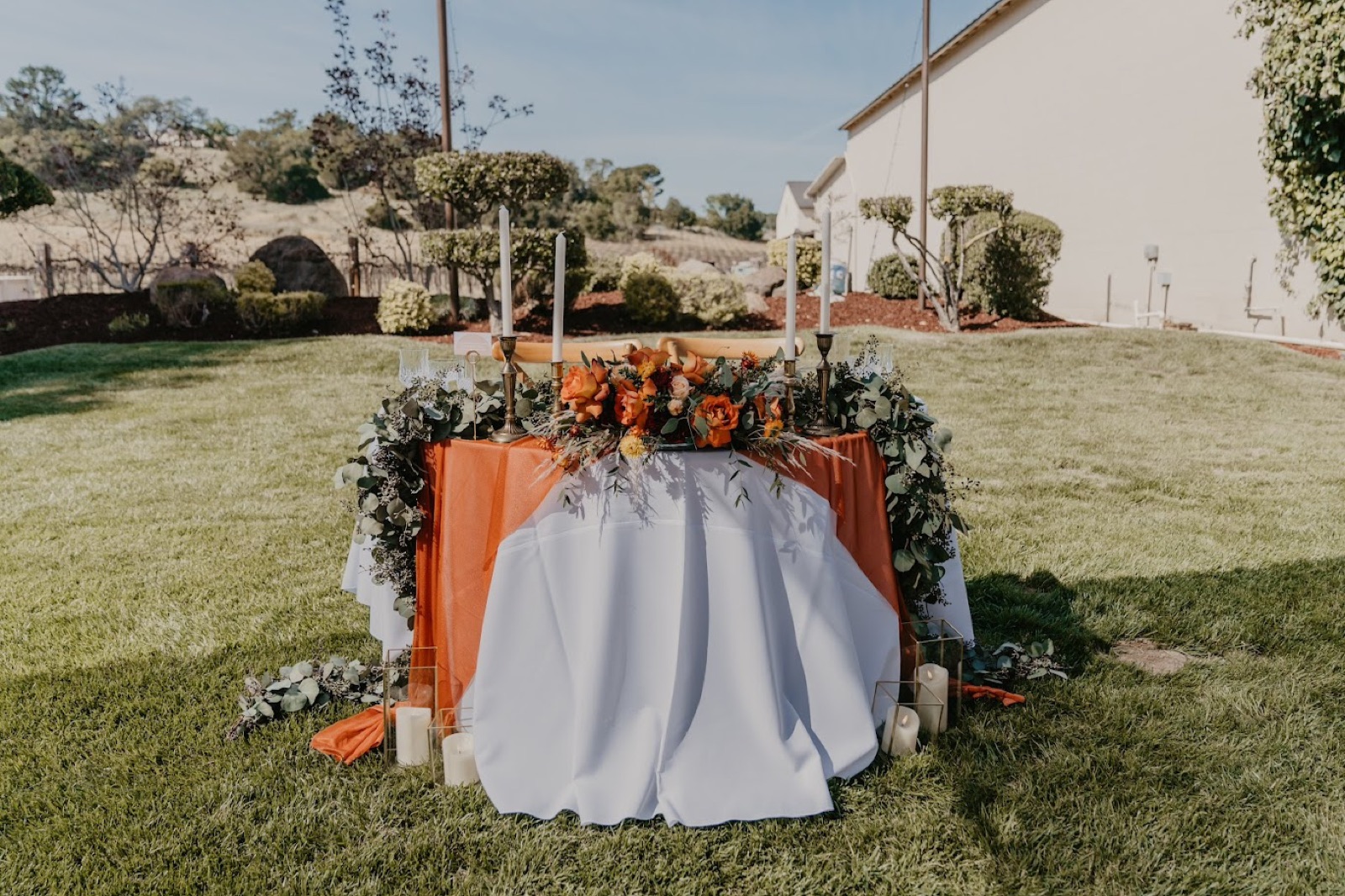 Outdoor Redwood Terrace event area at Fortino Winery in Gilroy, California