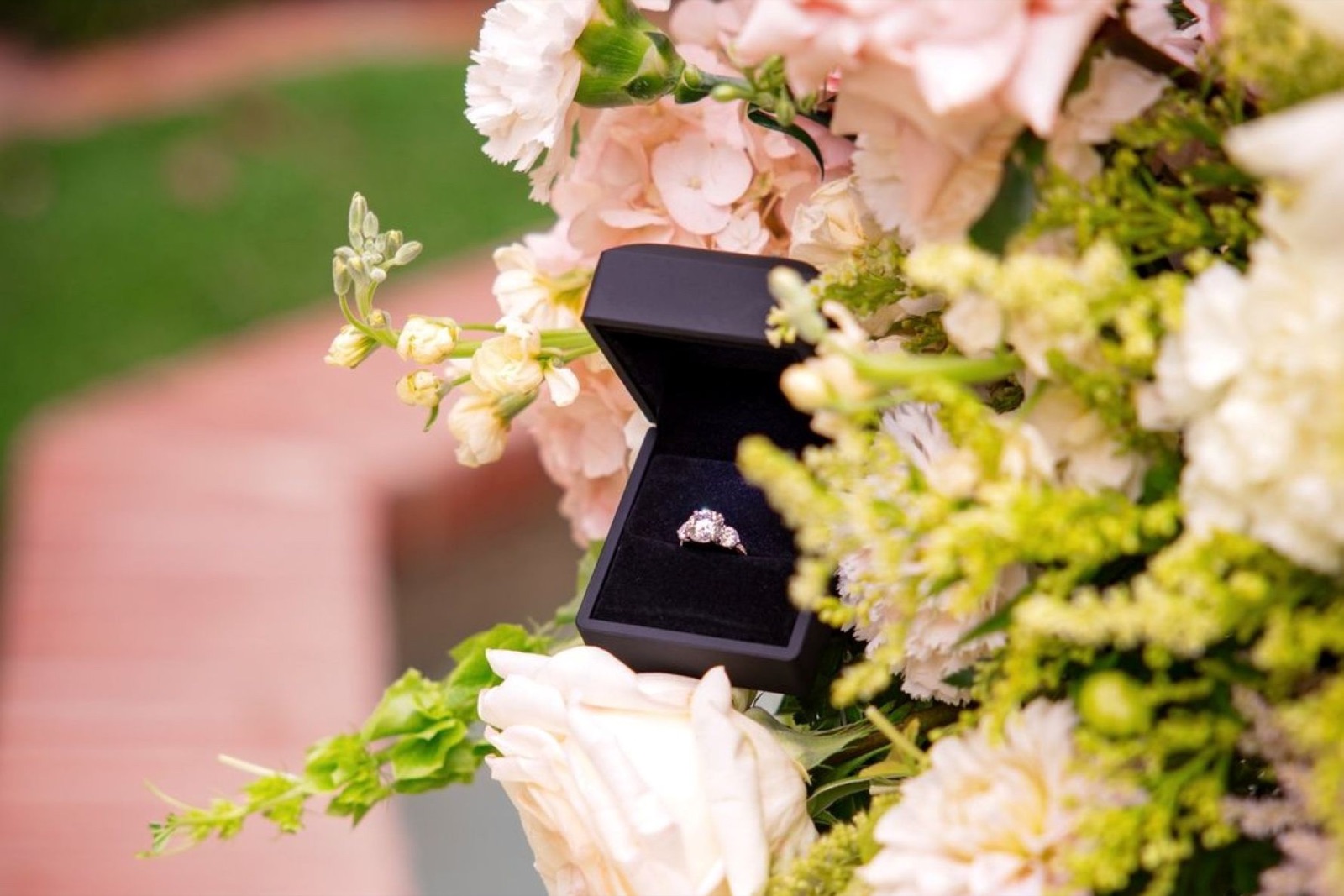 Wedding setup in the historic gardens at Gamble Garden, Palo Alto, California