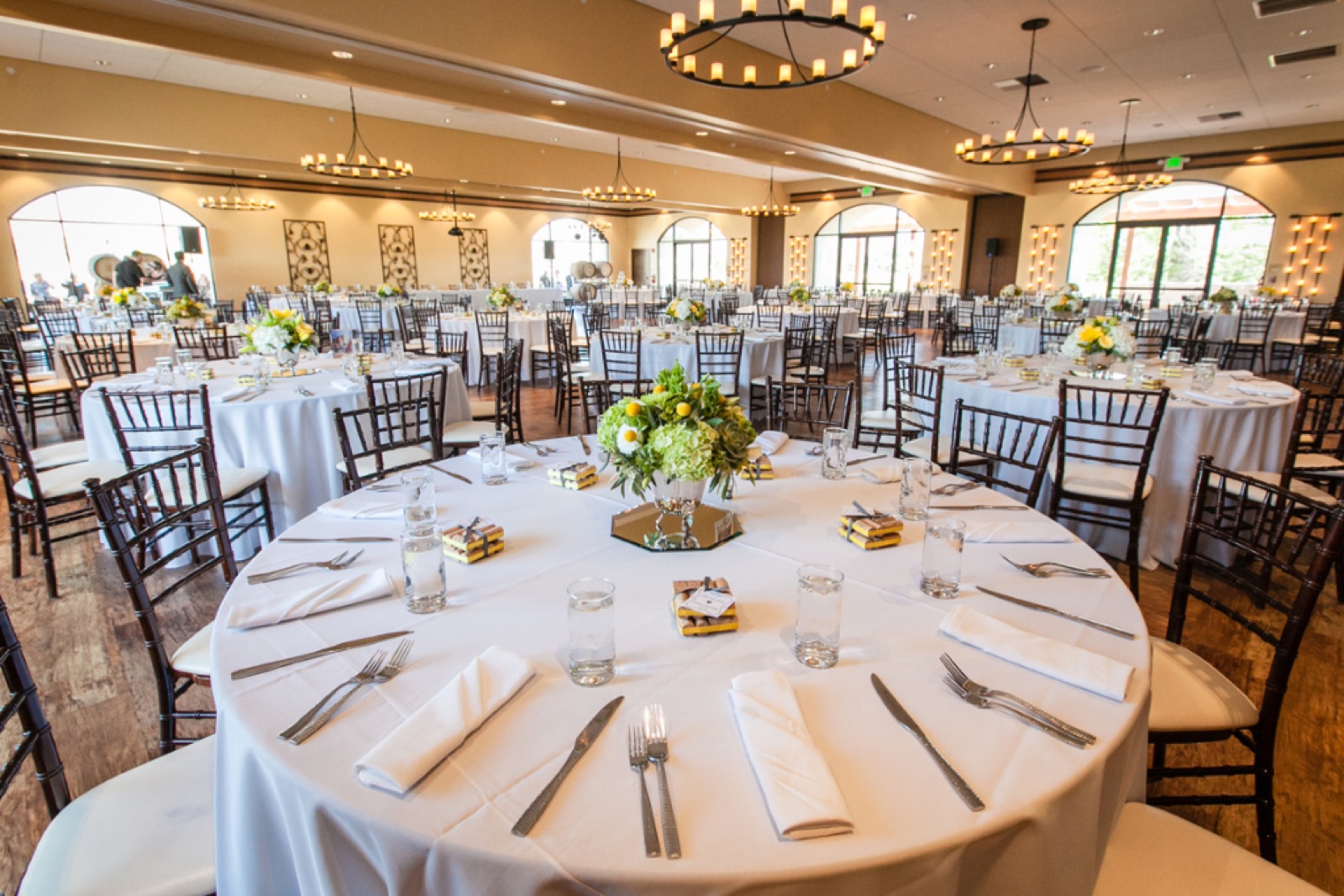Reception table setting inside Bella Rosa at Garré Vineyard & Winery, Livermore
