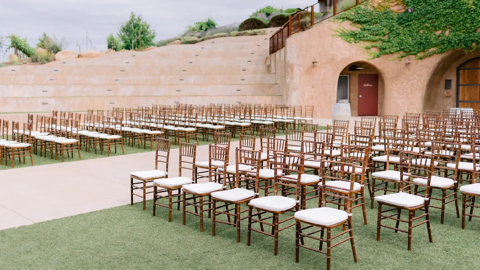 Outdoor pavilion reception area at Helwig Winery wedding venue in Plymouth, CA