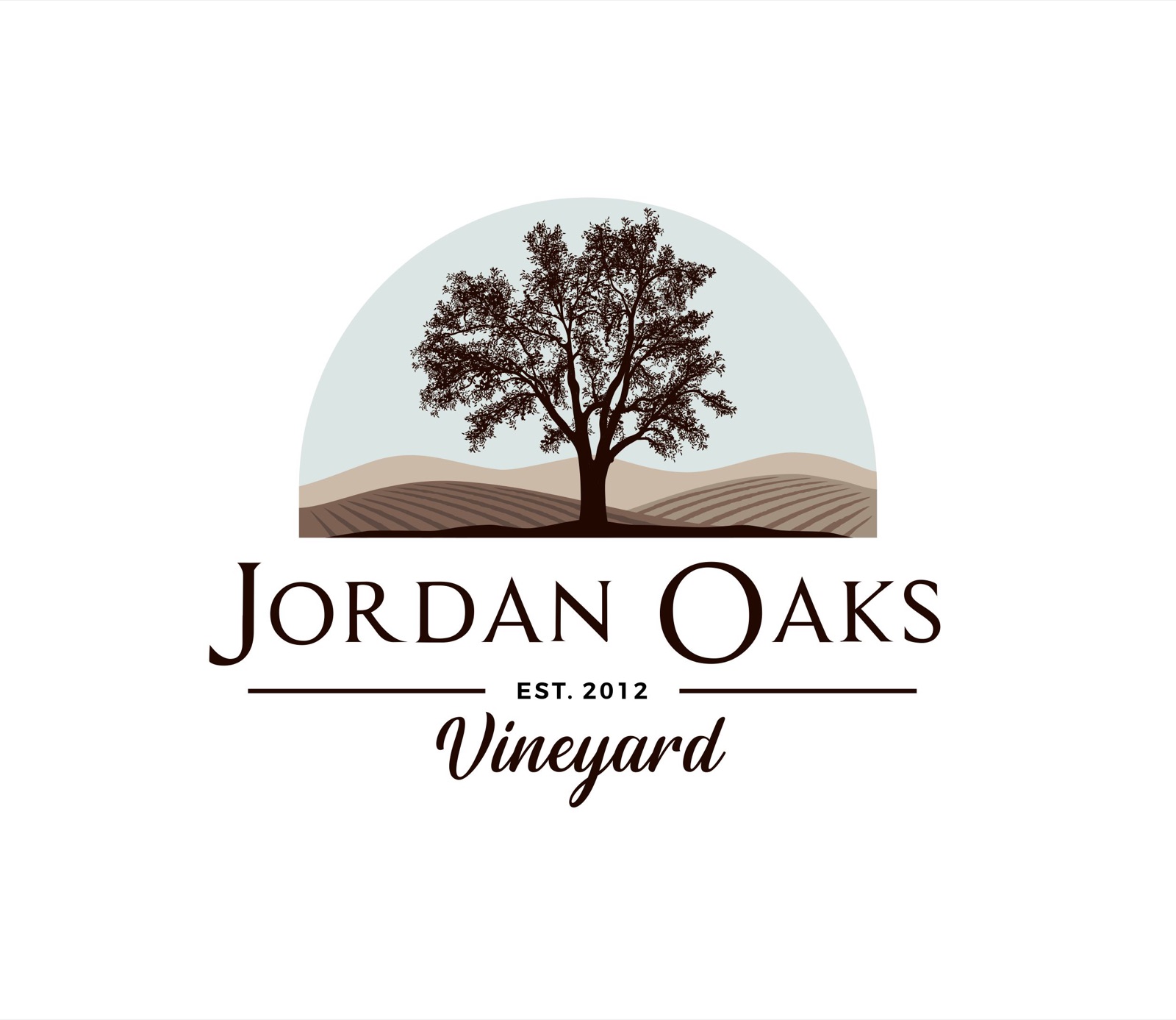Manicured grounds and oak trees at Jordan Oaks Vineyard in Angels Camp, California