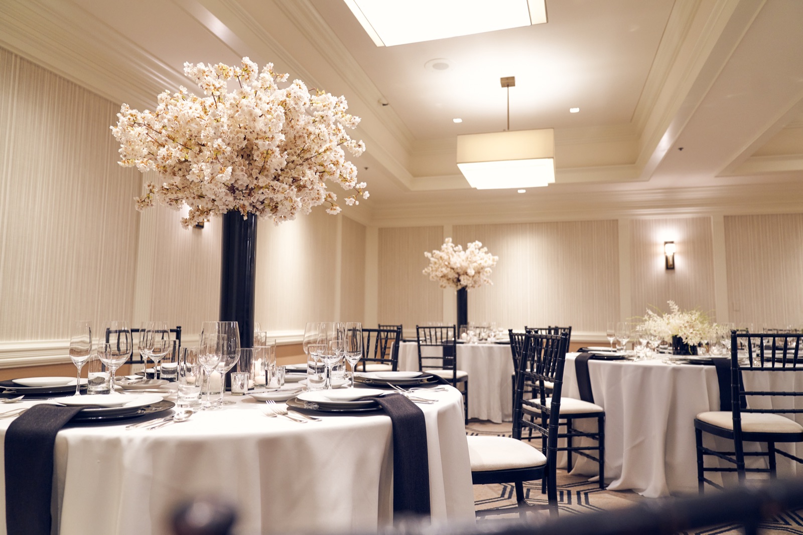 Elegant wedding reception setup at Lafayette Park Hotel & Spa in Lafayette, California