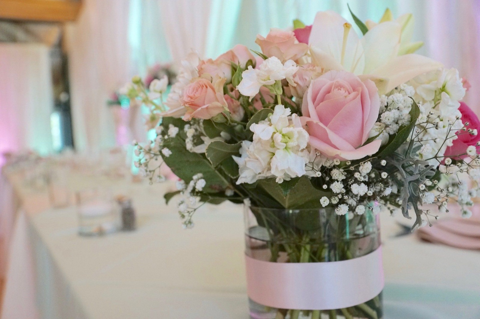 Wedding celebration in the main hall at Lafayette Veterans Memorial Center in Lafayette, California