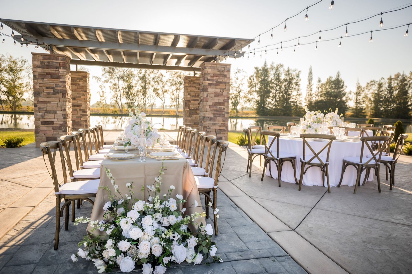 Lakeside ceremony lawn at Lakeview Estates & Winery in Sacramento, California