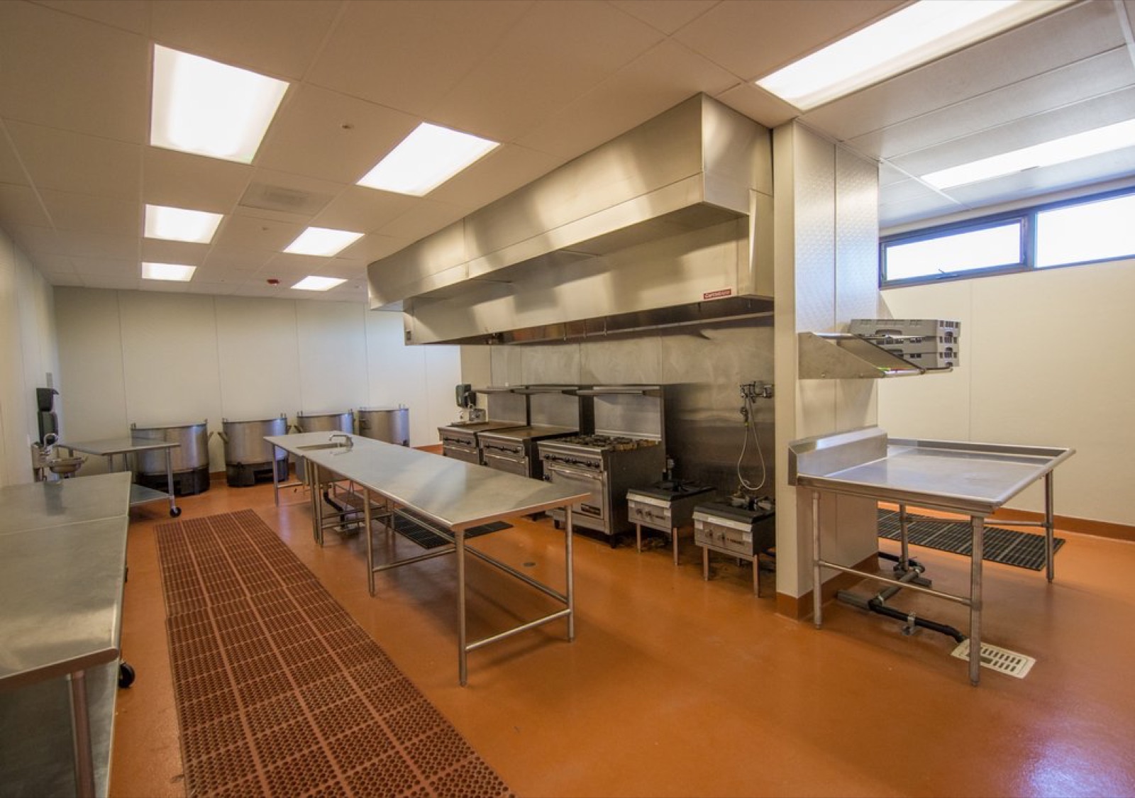 Commercial catering kitchen at Lopes Orchards De Paul Center in Patterson, California