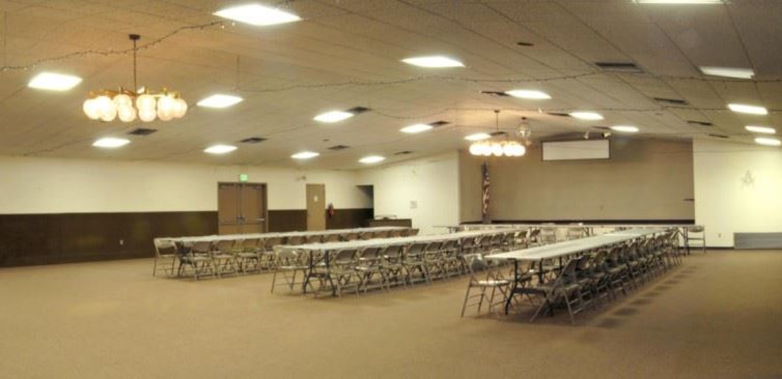 Lodge ceremony room at Modesto Masonic Hall in Modesto, California