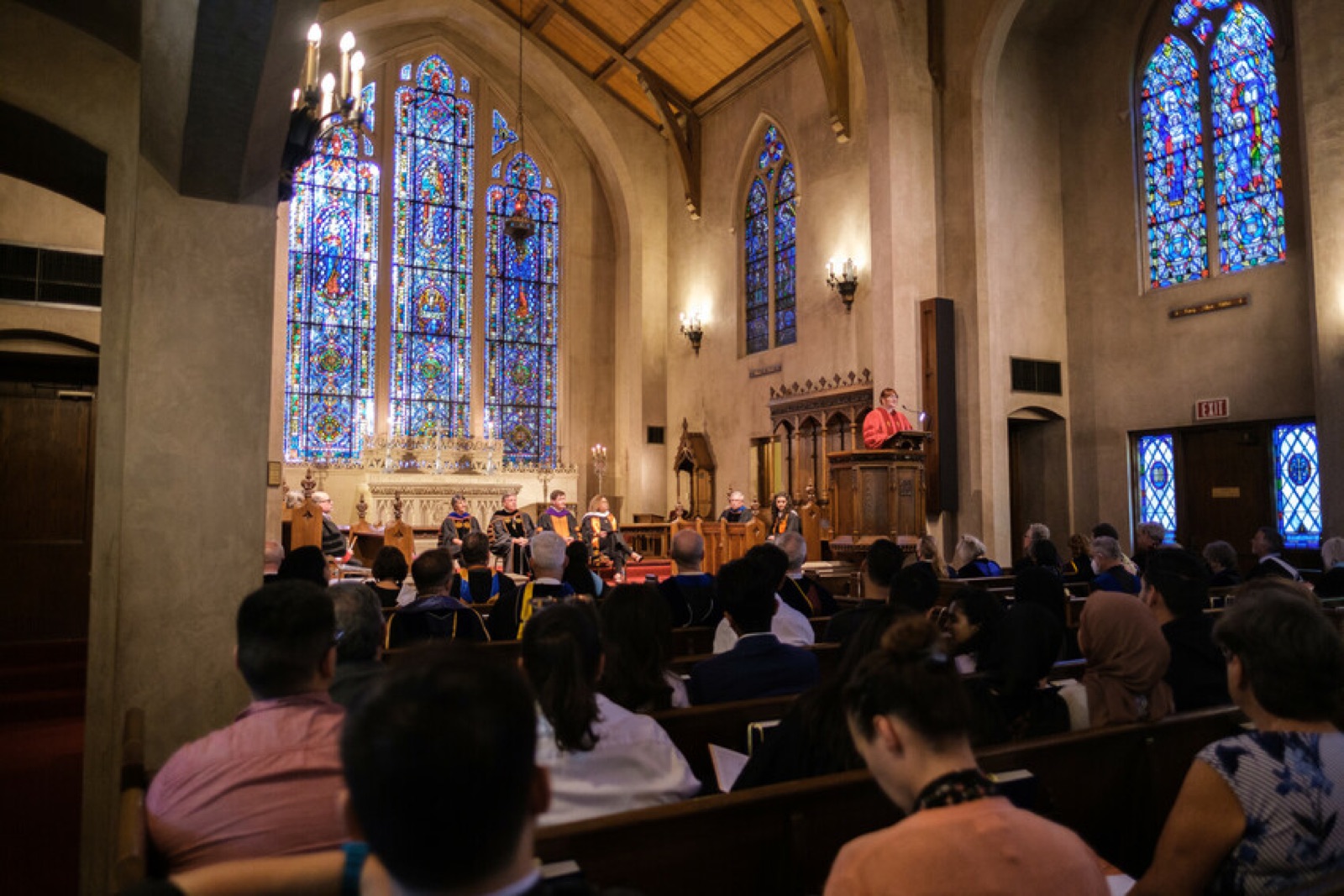 Stained glass and architectural detail at Morris Chapel wedding venue in Stockton, California