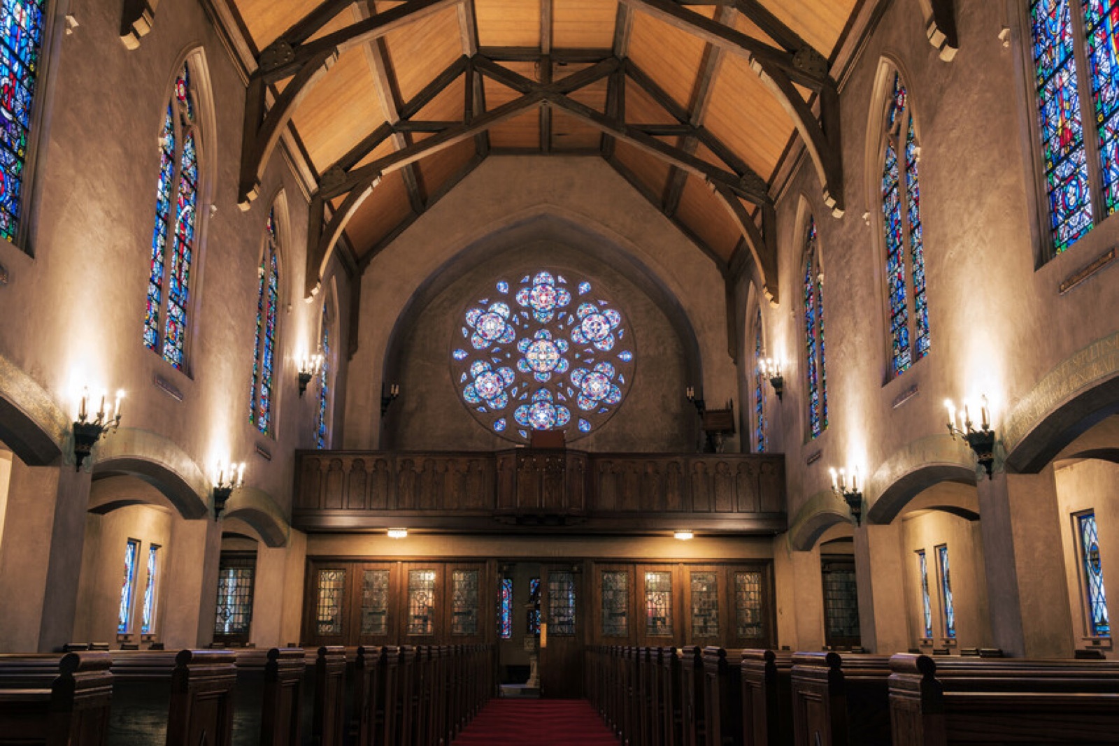 Exterior of Morris Chapel and grounds at University of the Pacific in Stockton, California