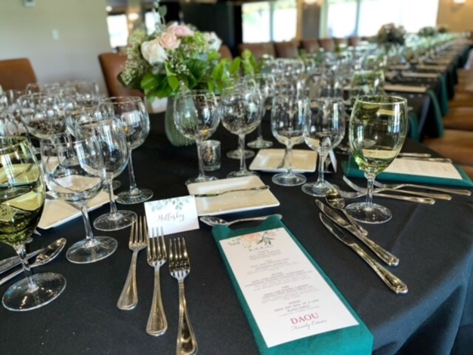 Indoor event space at Oakdale Golf and Country Club wedding venue in Oakdale, California