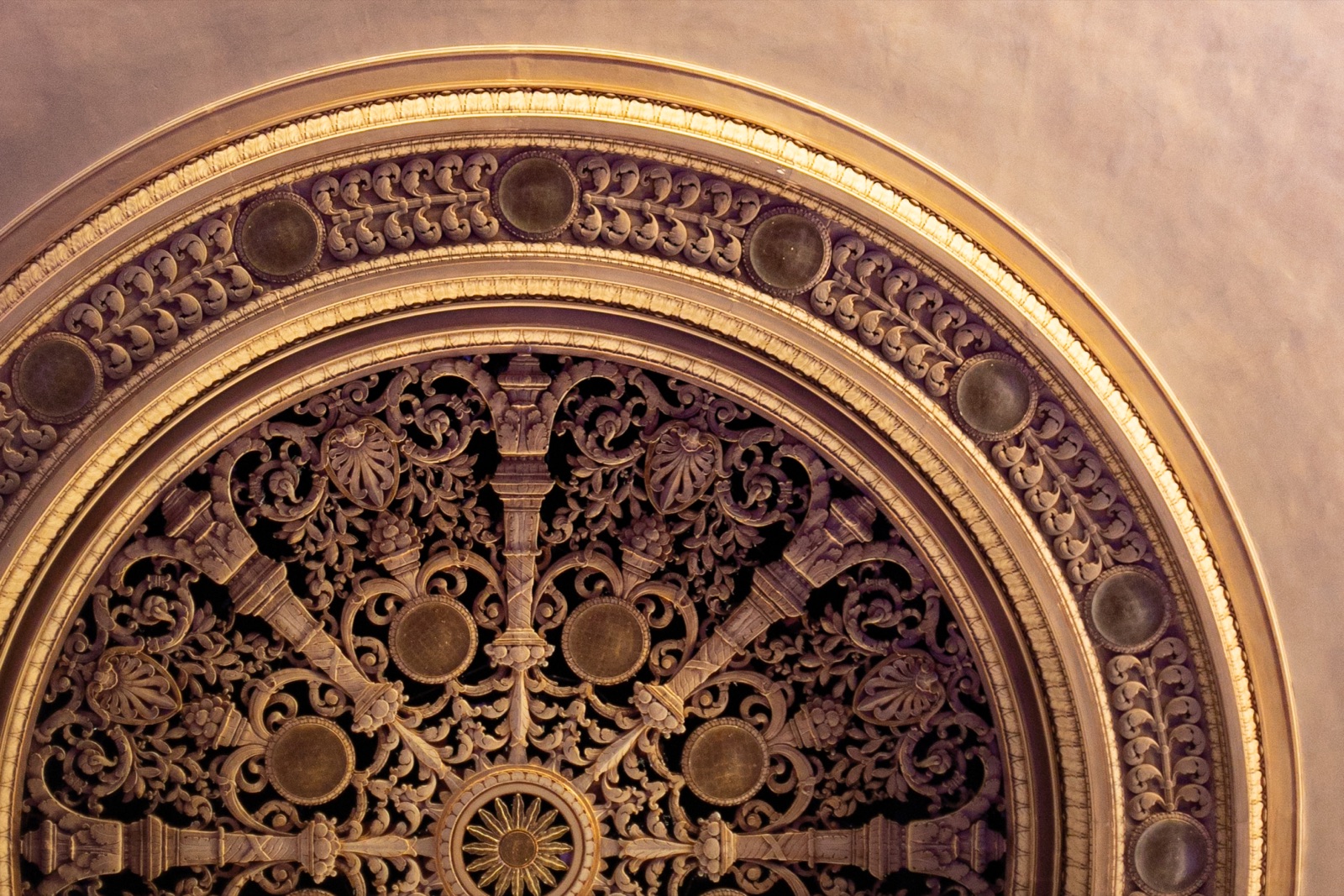 Grand staircase and architectural detail at Oakland Scottish Rite Center in Oakland, California