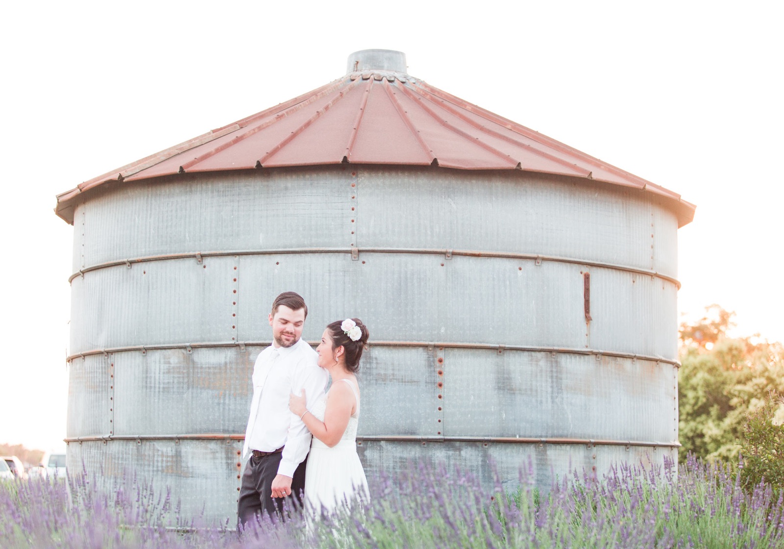 Barn-style reception hall decorated for a wedding at Pageo Lavender Farm in Turlock, California