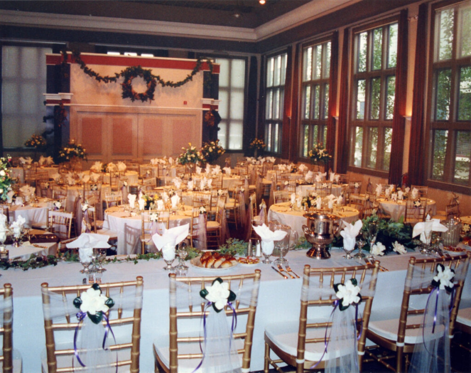 Interior of Nile Hall reception space at Preservation Park wedding venue in Oakland, California
