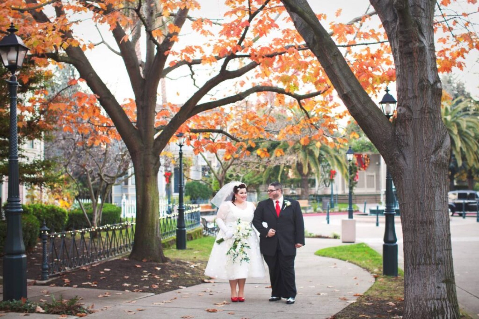 Landscaped grounds and historic buildings at Preservation Park wedding venue in Oakland, California