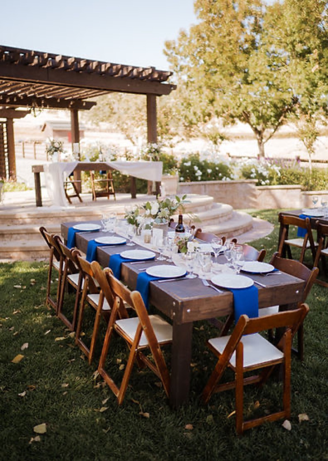 Outdoor reception set up on the lawn at Rancho Victoria Weddings in Plymouth, CA