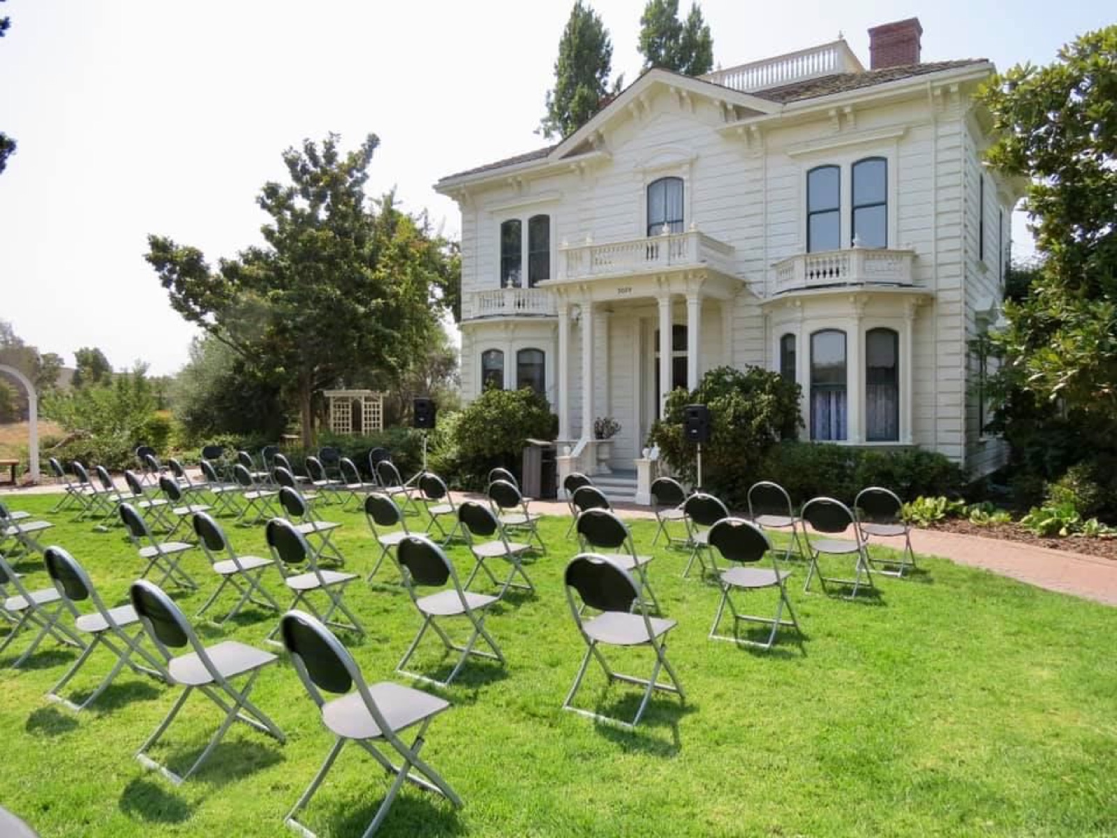 Restored windmill and water tower at Rengstorff House in Mountain View, California