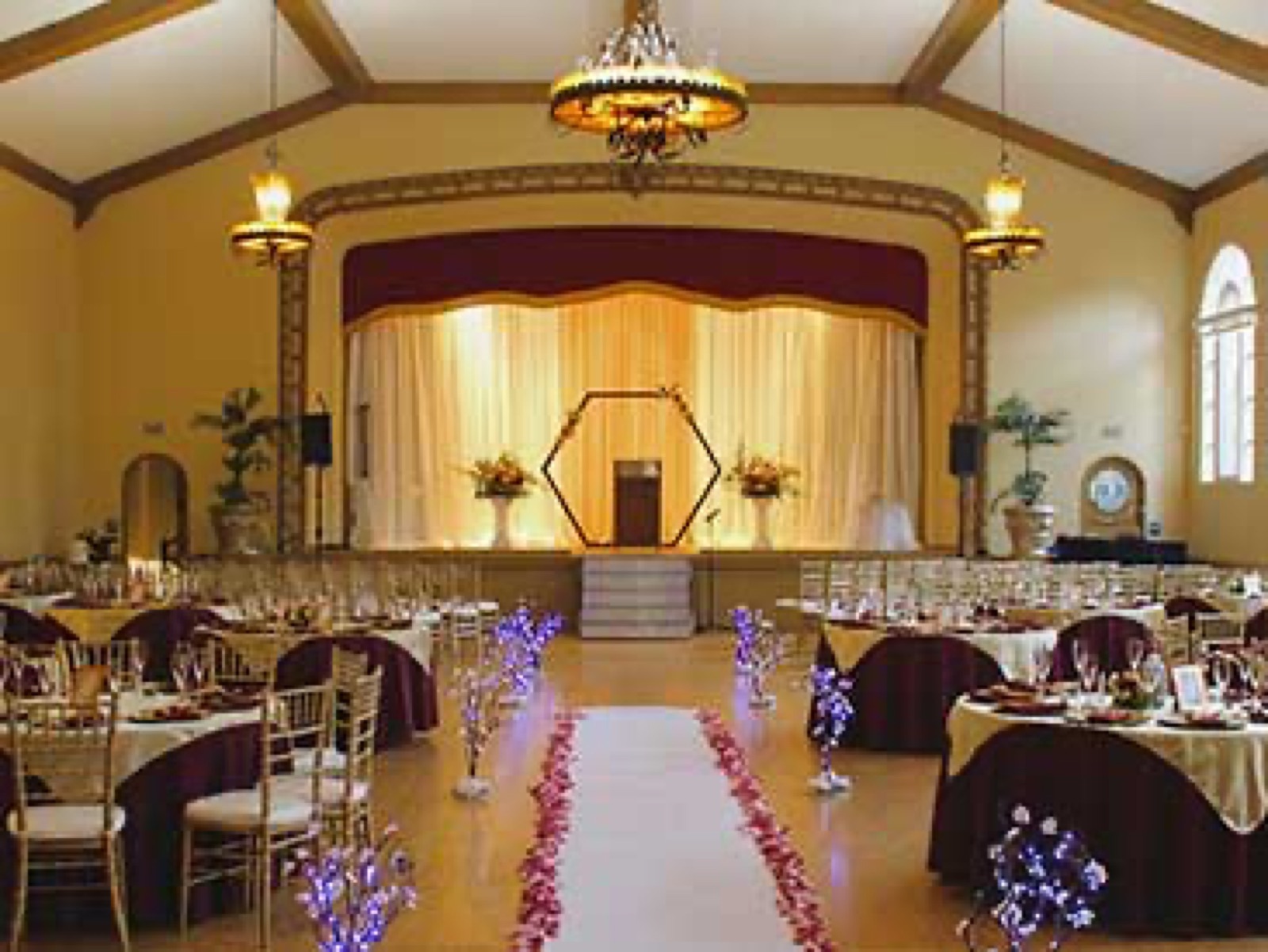 Grand ballroom with arched windows at the San Jose Woman's Club wedding venue in San Jose, California