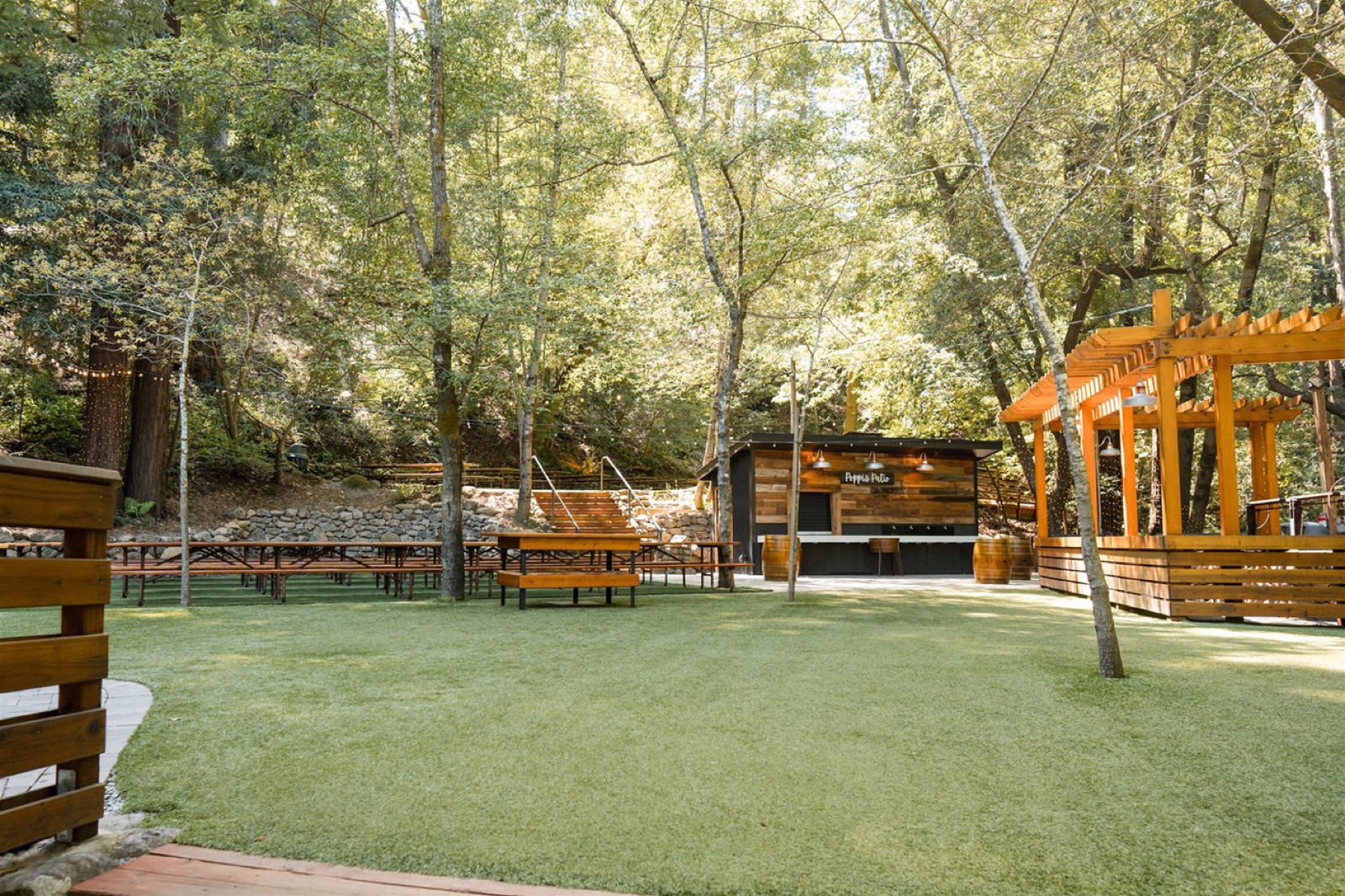 Hilltop outdoor reception space at Saratoga Springs in Saratoga, California
