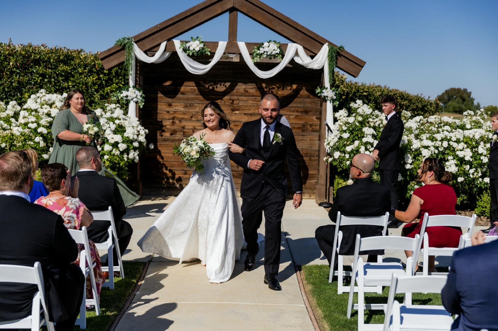 Wedding reception celebration at Shadow Lakes Club in Brentwood, California