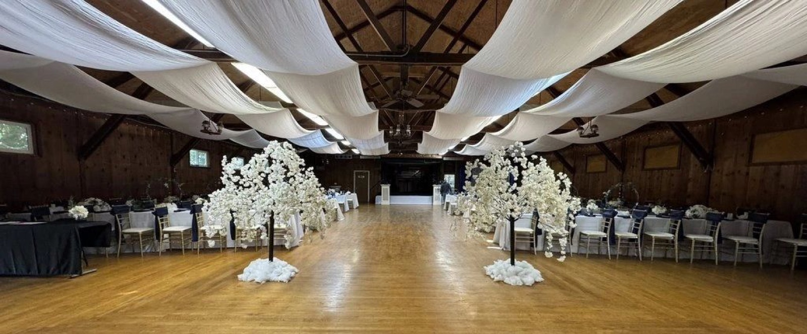 Interior of the rental banquet hall at Stockton Rod & Gun Club in Stockton, California