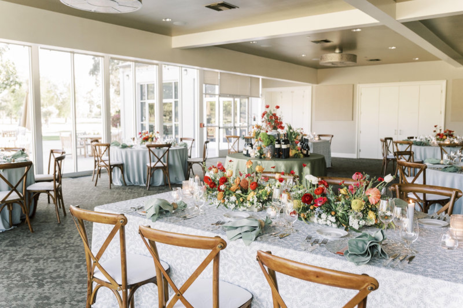Garden Room with golf course views at Sunnyside Country Club wedding venue in Fresno, California