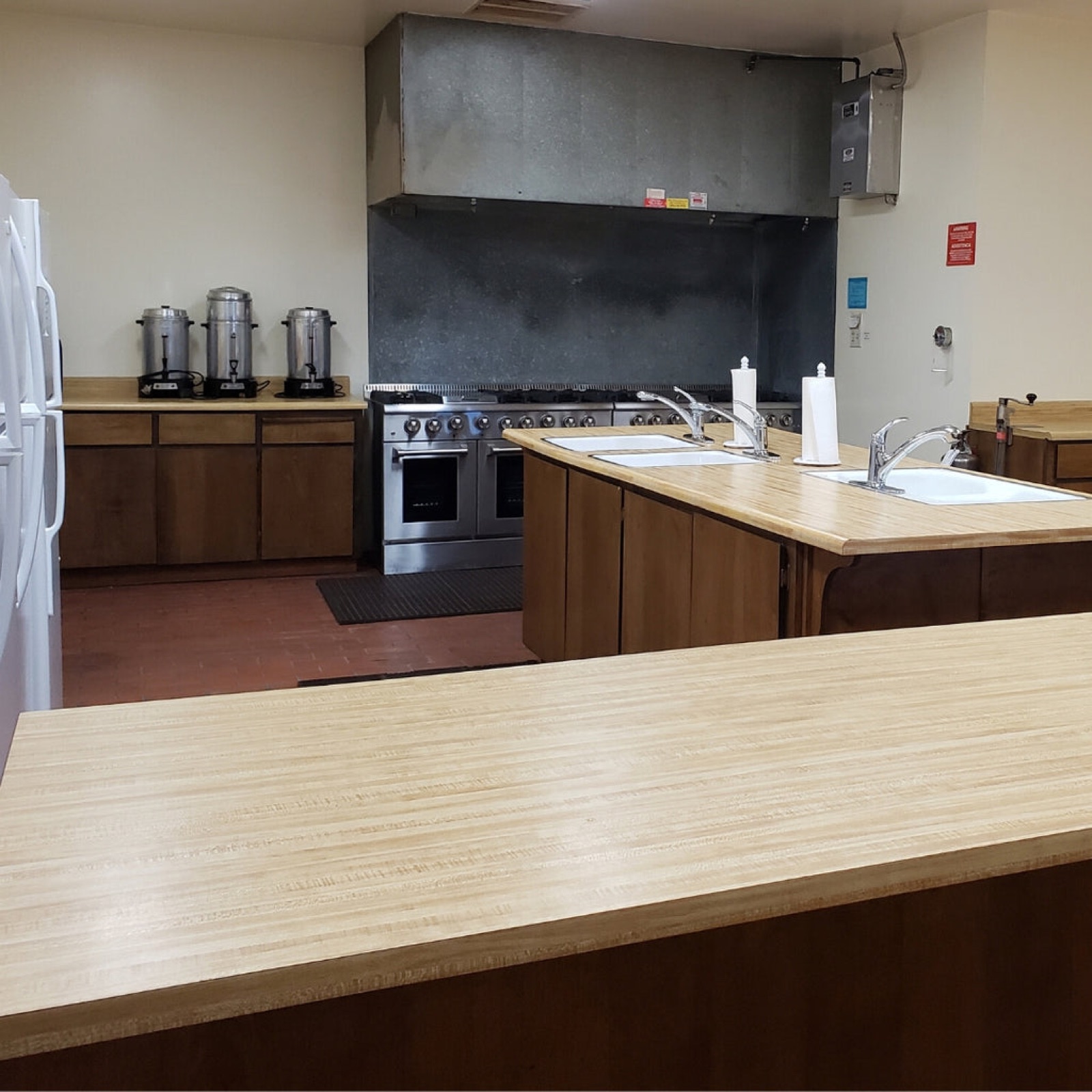 Large commercial kitchen available to couples at the Sylvan Improvement Club in Modesto, California